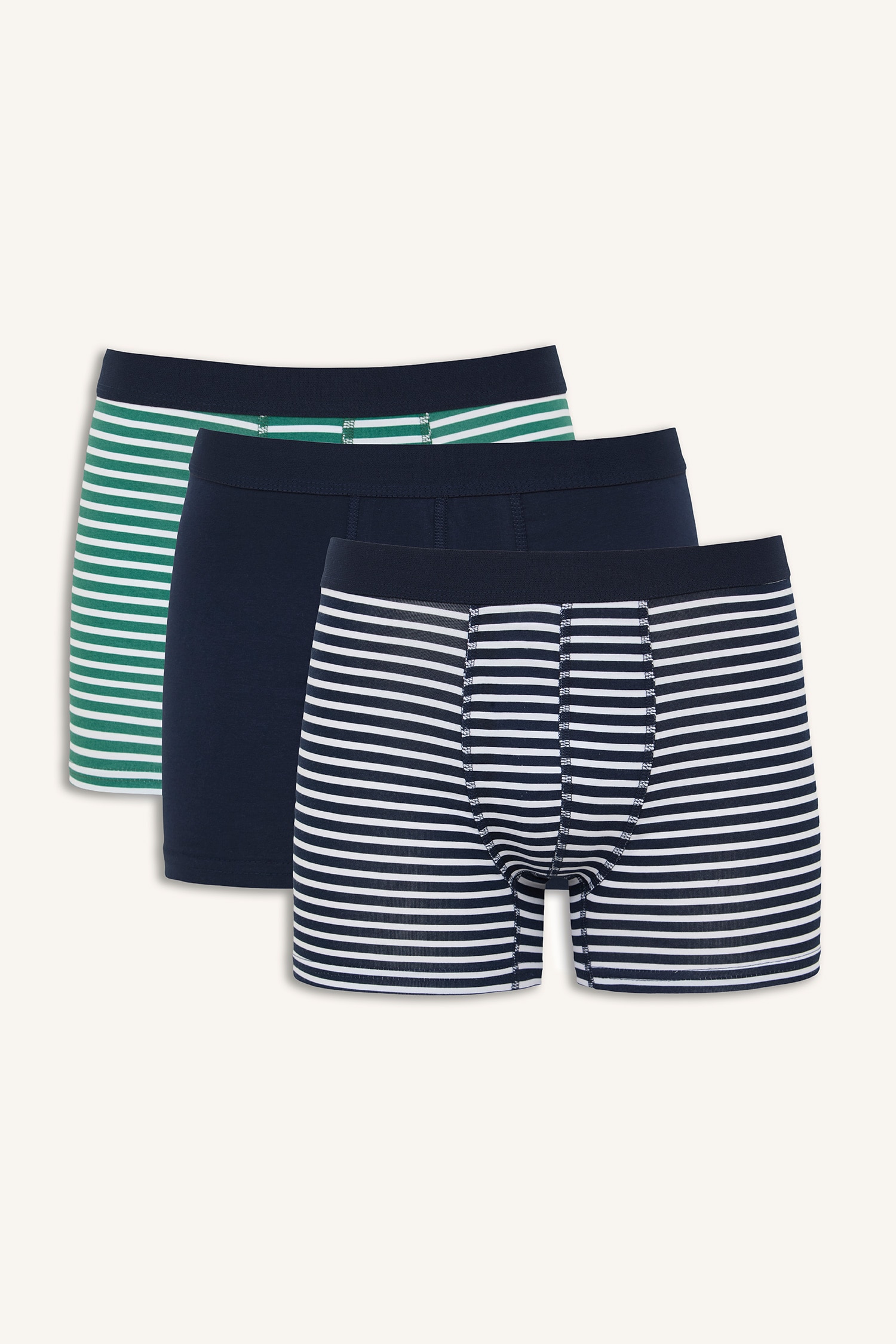 DeFacto Regular Fıt Çizgili 3'lü Boxer