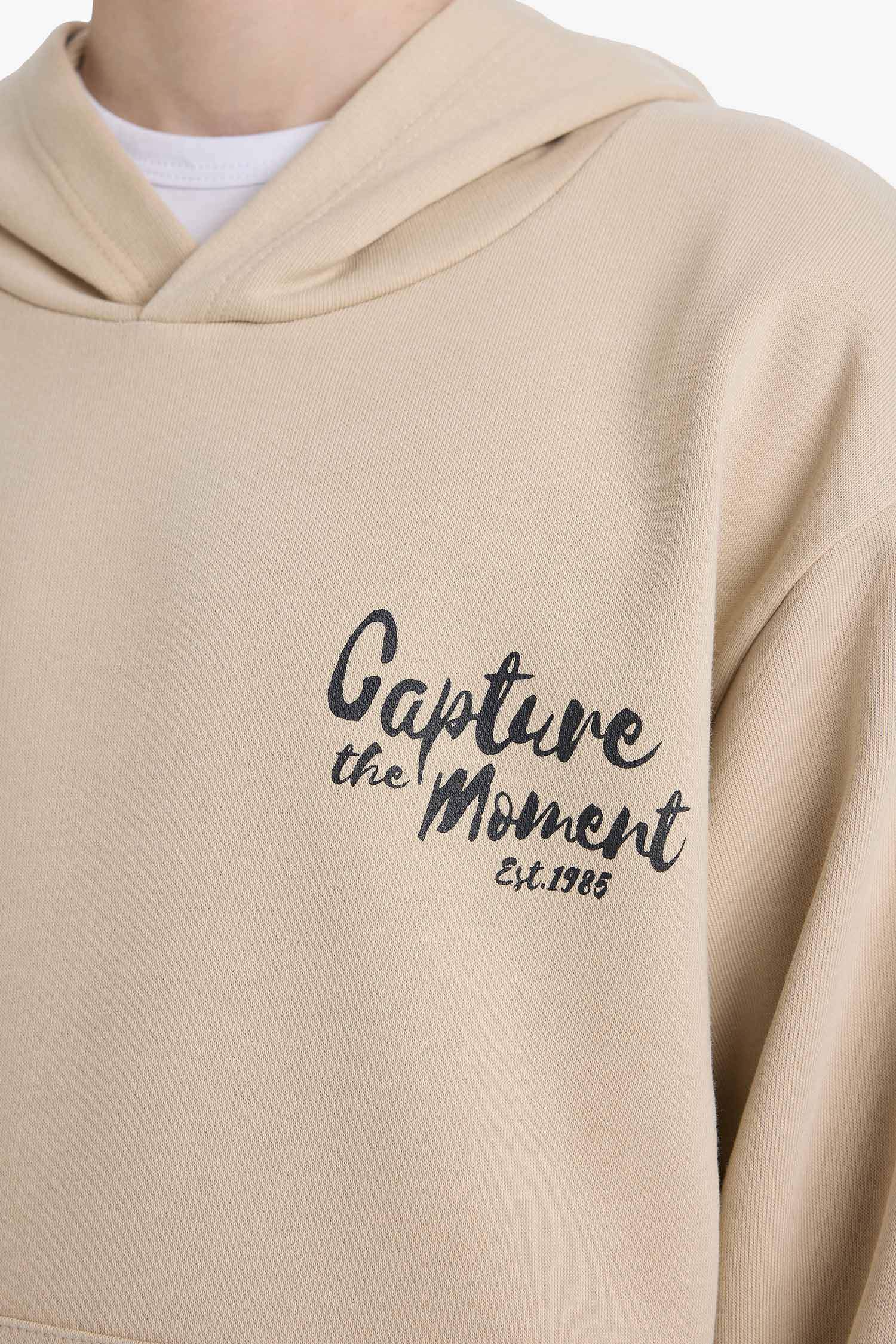 سويت شيرت ولادي قصة عادية بغطاء للرأس ببطانة ناعمة