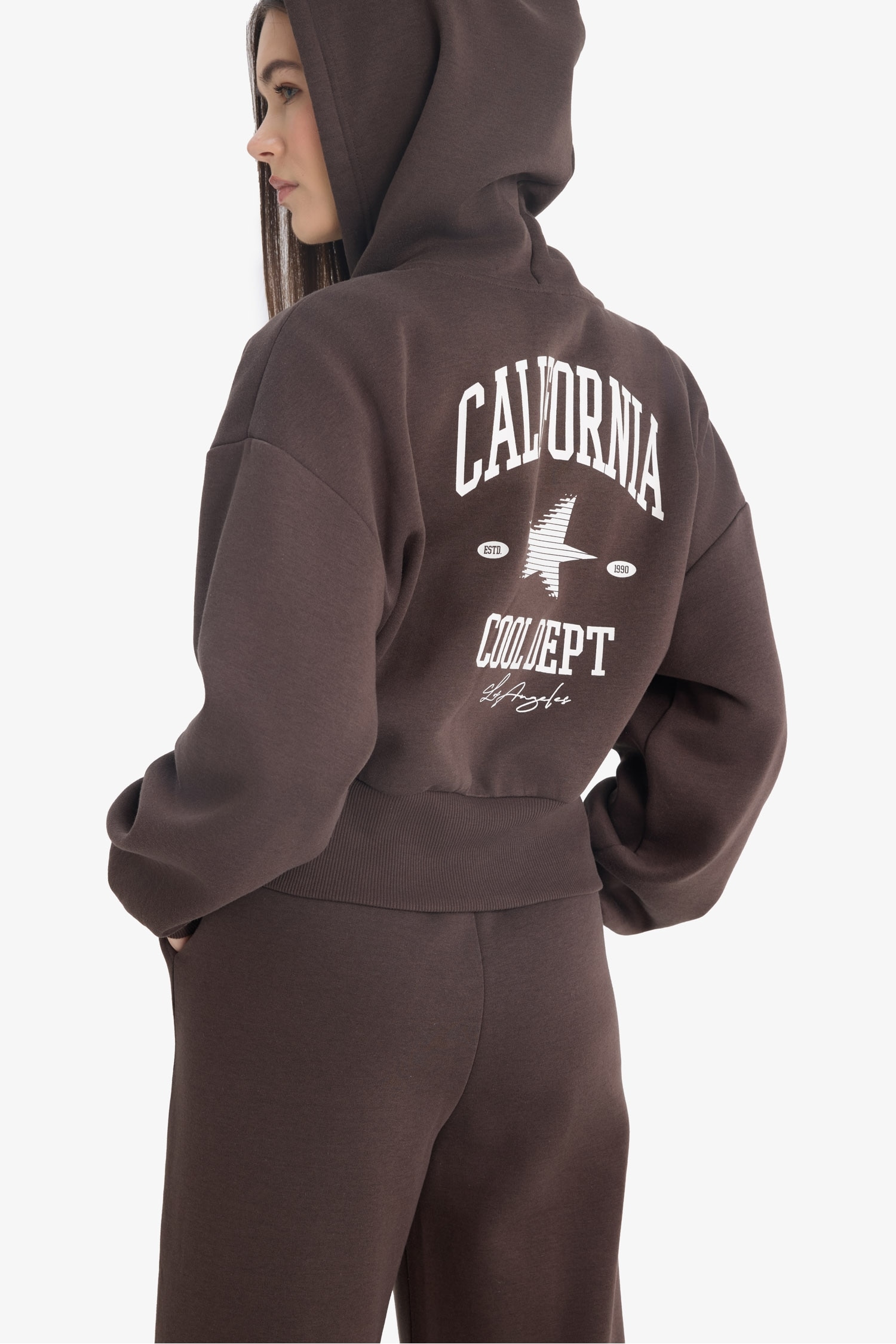 Oversize Fit Printed Back Zippered Sweatshirt