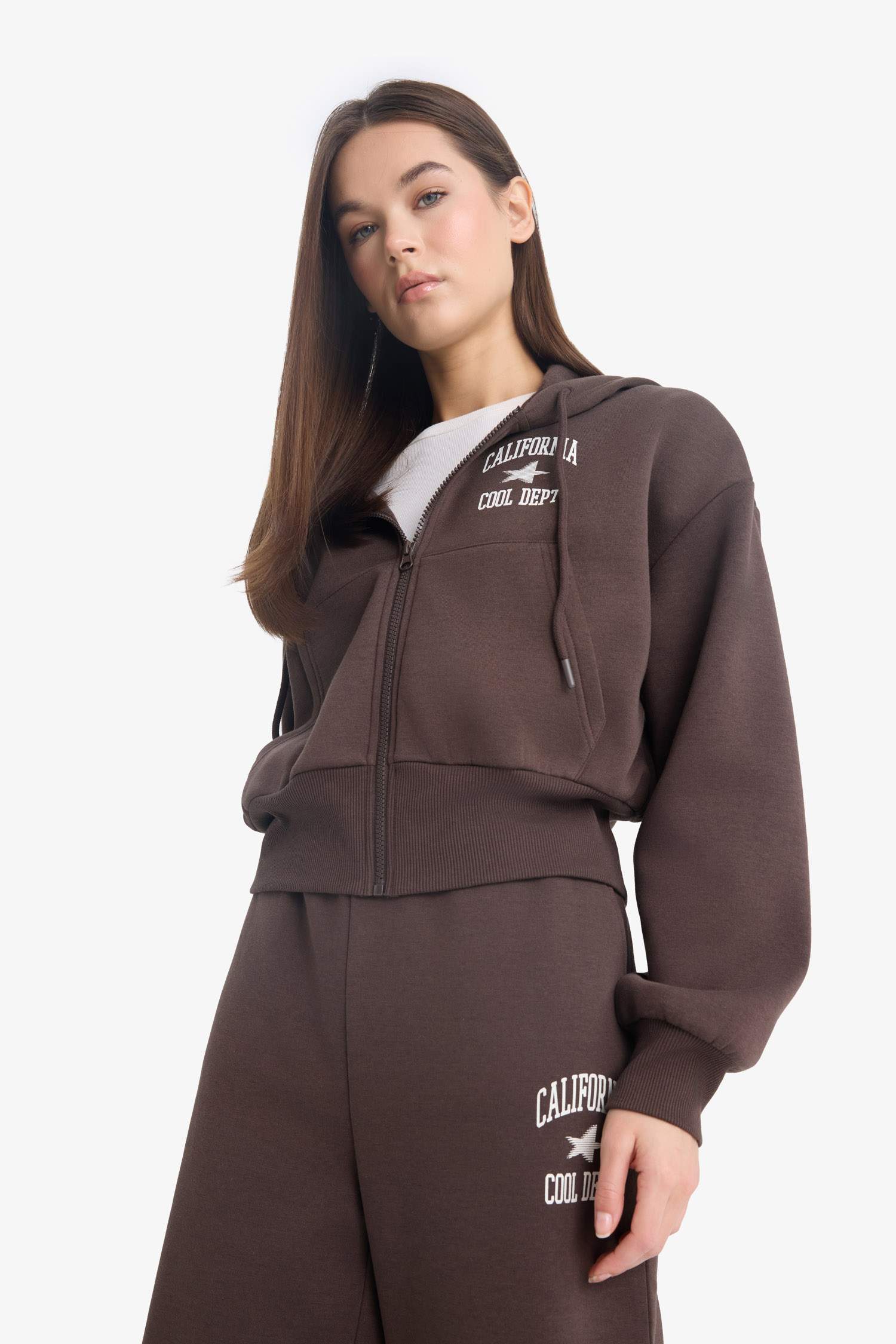 سترة مطبوع قماش سميك اوفر سايز بغطاء للرأس