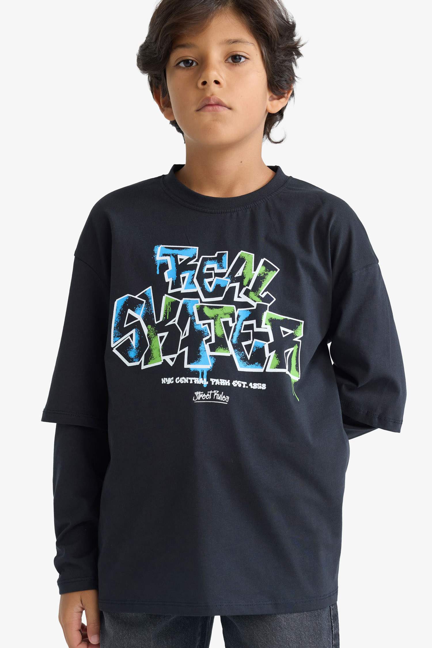 Boy Oversize Fit Crew Neck Printed T-shirt