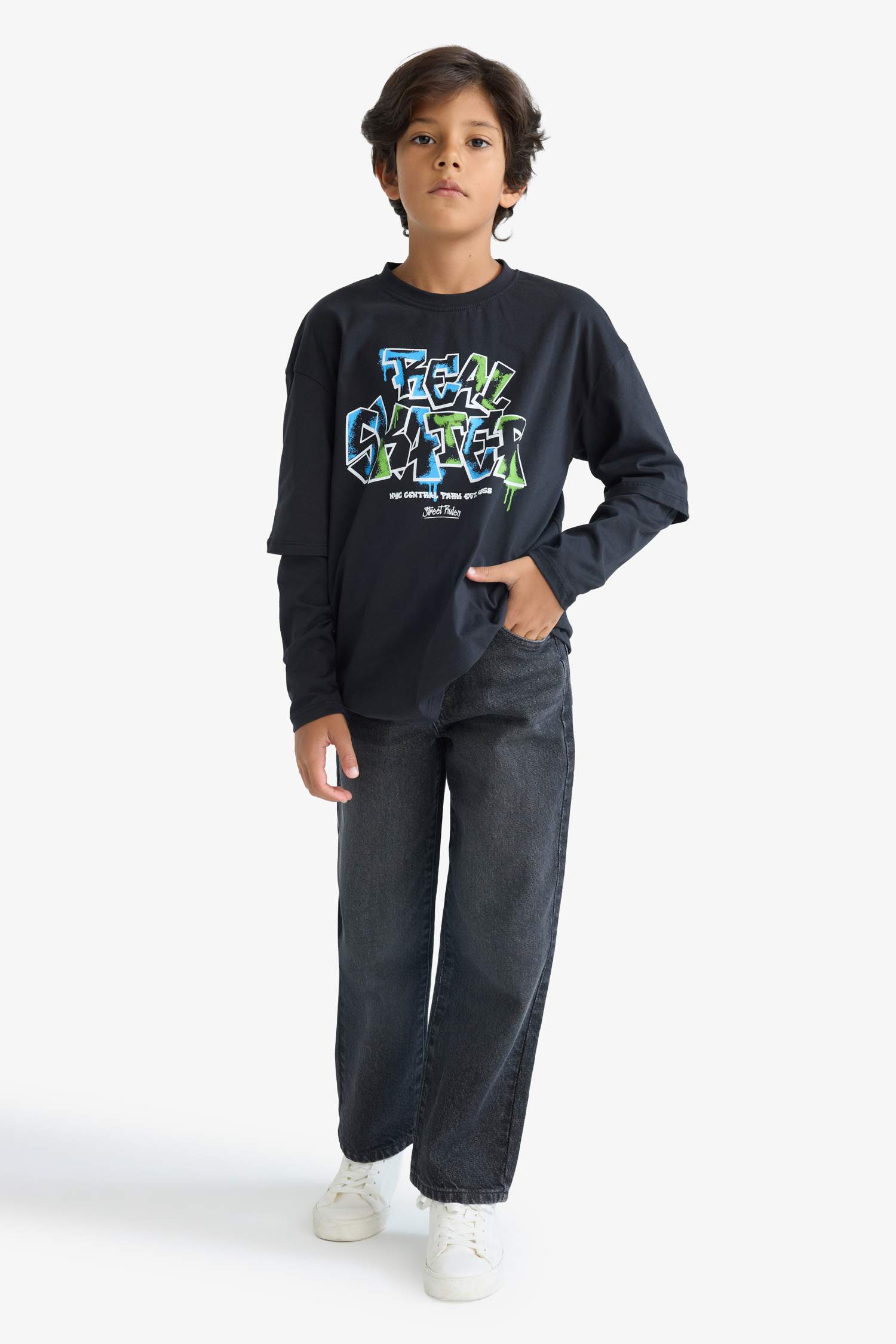 Boy Oversize Fit Crew Neck Printed T-shirt