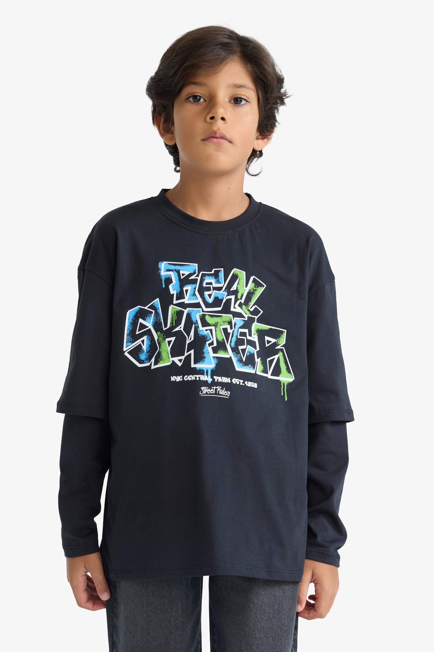 Boy Oversize Fit Crew Neck Printed T-shirt