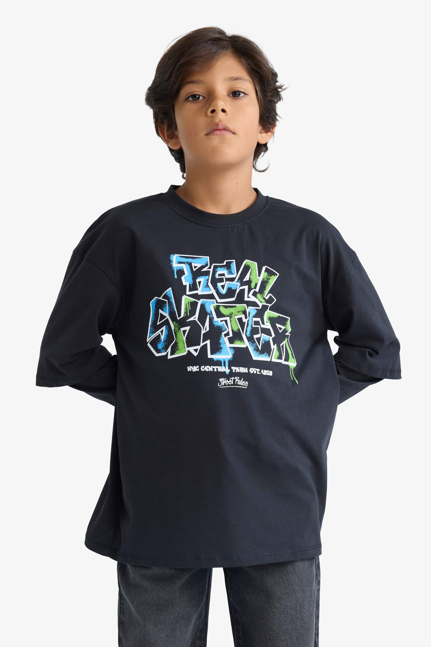 Boy Oversize Fit Crew Neck Printed T-shirt
