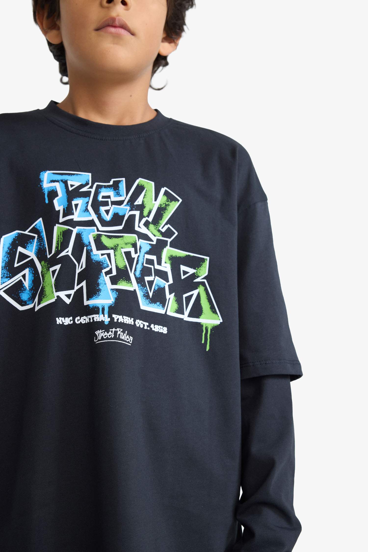 Boy Oversize Fit Crew Neck Printed T-shirt