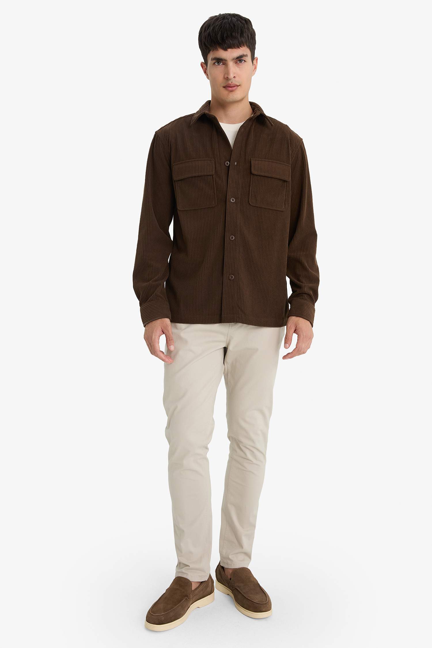 Regular Fit Polo Collar Long Sleeve Shirt