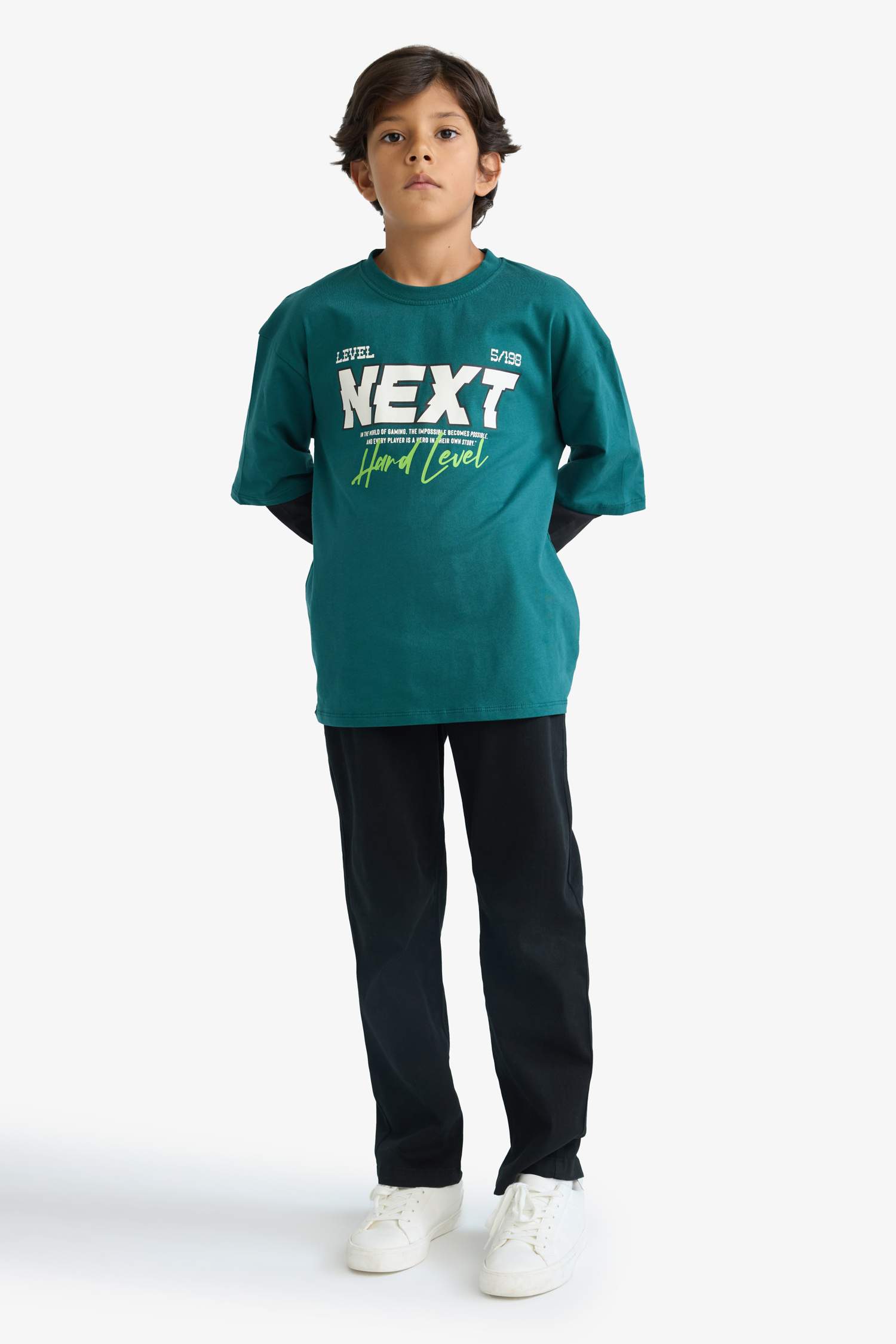 Boy Oversize Fit Crew Neck Long Sleeve T-Shirt