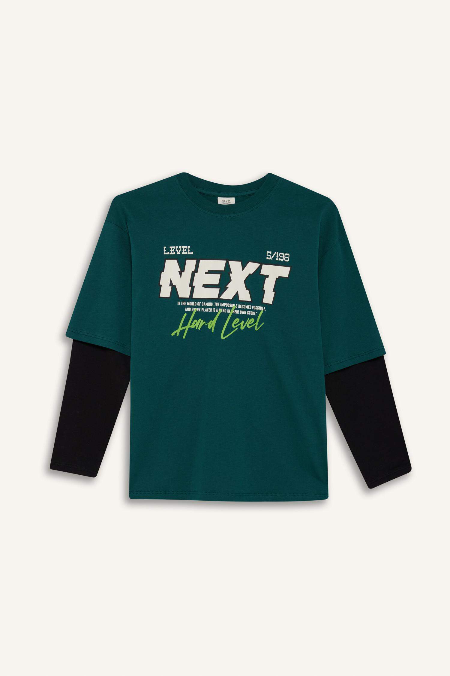 Boy Oversize Fit Crew Neck Long Sleeve T-Shirt