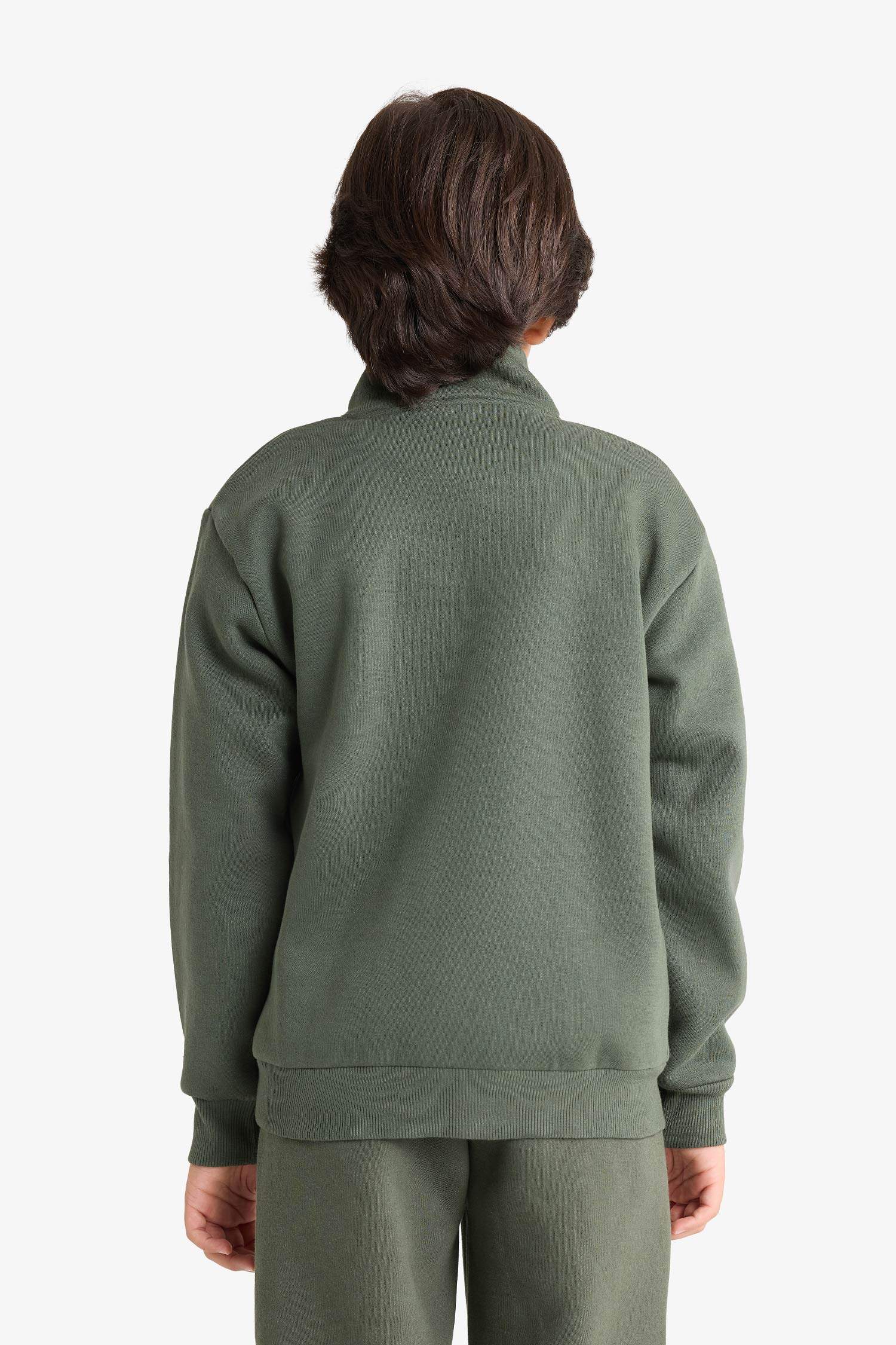 Boy Regular Fit Half Zippered Soft Fuzzy Inside Sweatshirt