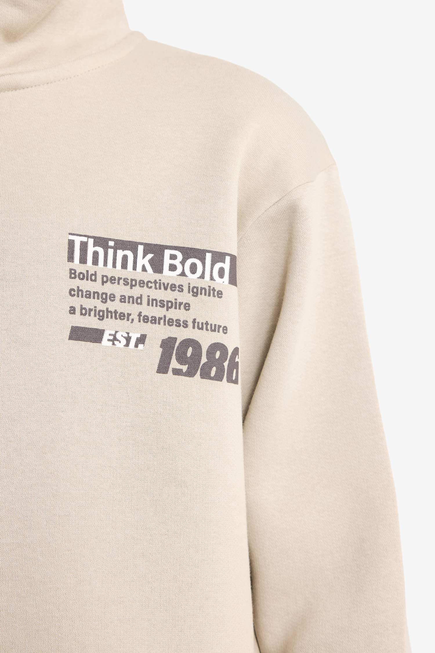 Boy Regular Fit Half Zippered Soft Fuzzy Inside Sweatshirt