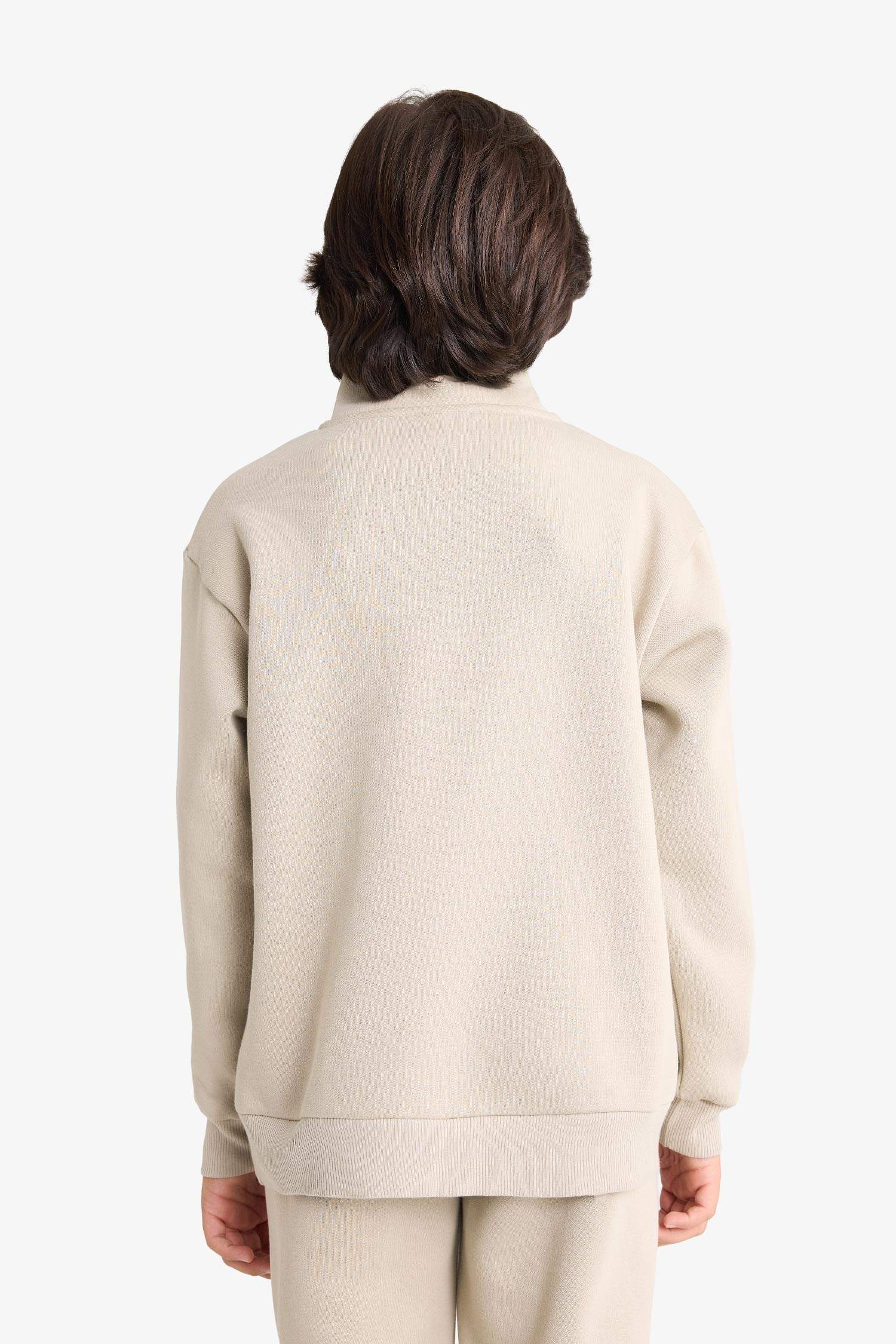 Boy Regular Fit Half Zippered Soft Fuzzy Inside Sweatshirt