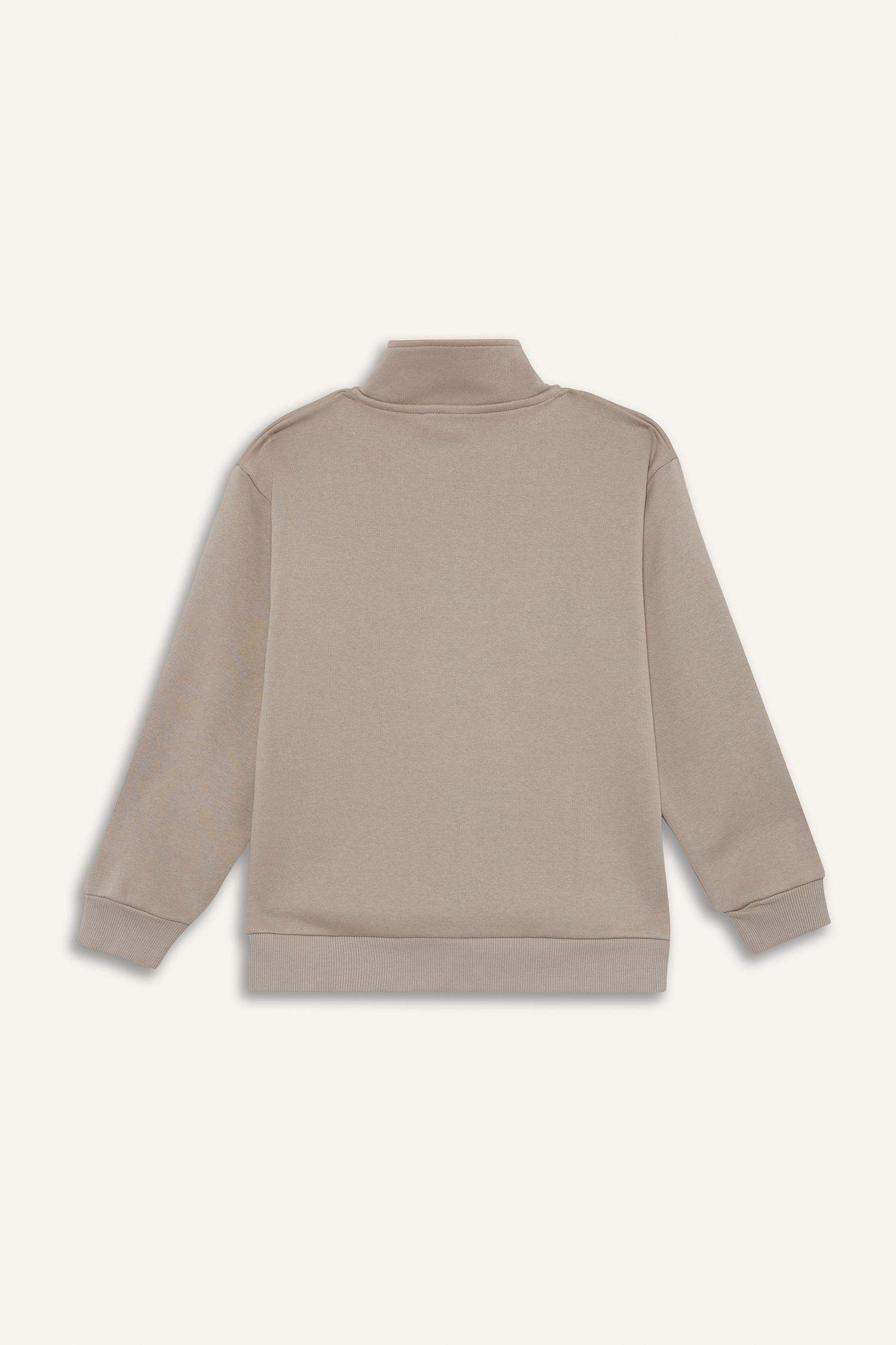 Boy Regular Fit Half Zippered Soft Fuzzy Inside Sweatshirt