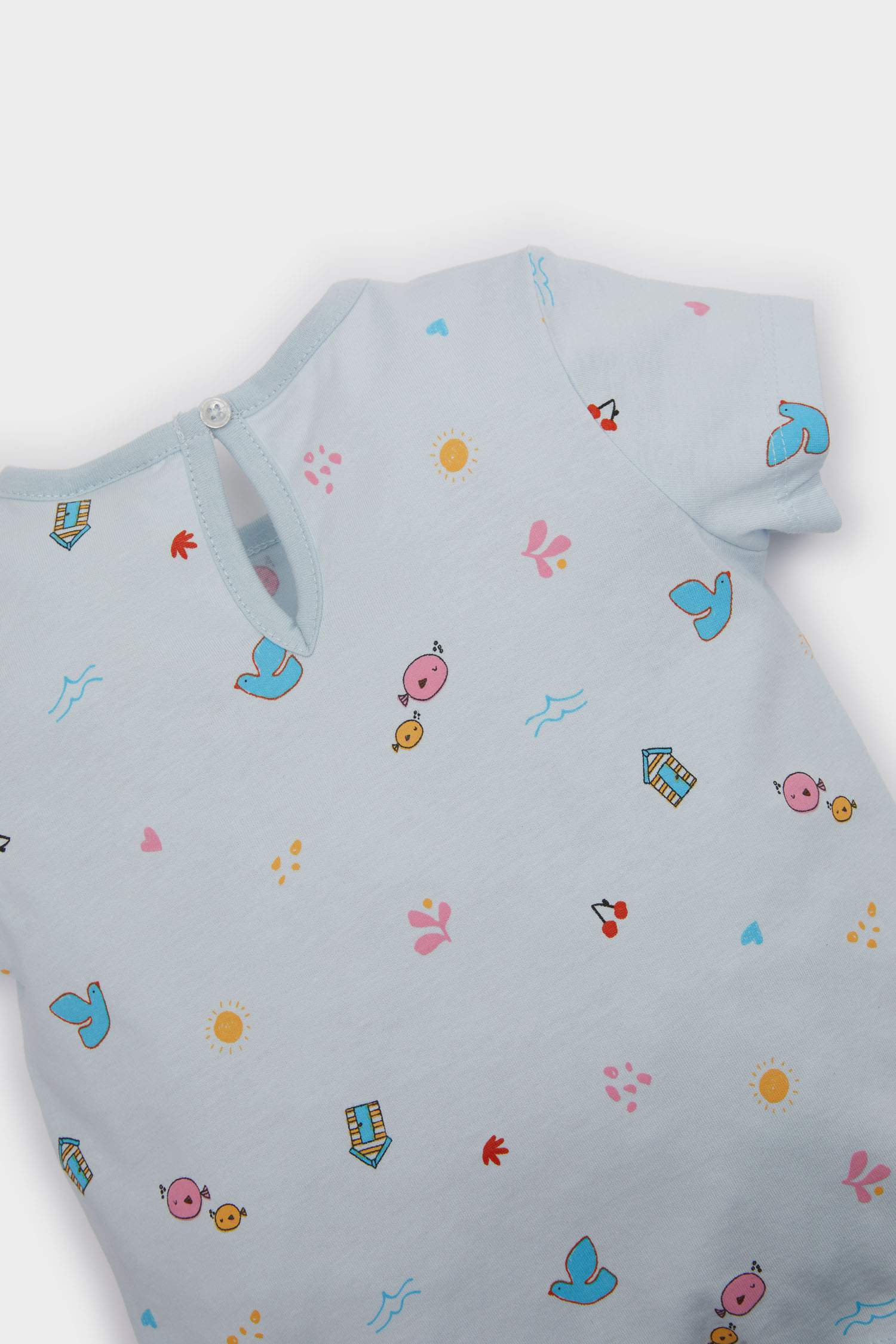 Kız Bebek Pijama Takımı Desenli Kısa Kollu Penye Üst Beli Lastikli Şort