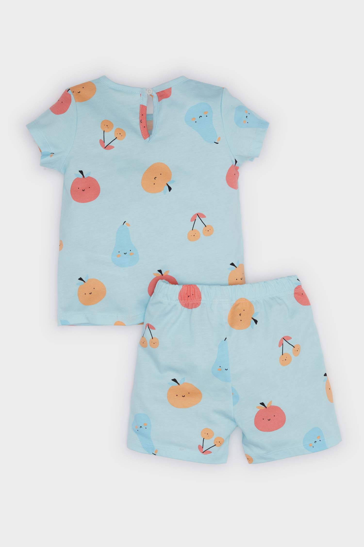 Kız Bebek Pijama Takımı Desenli Kısa Kollu Penye Üst Beli Lastikli Şort