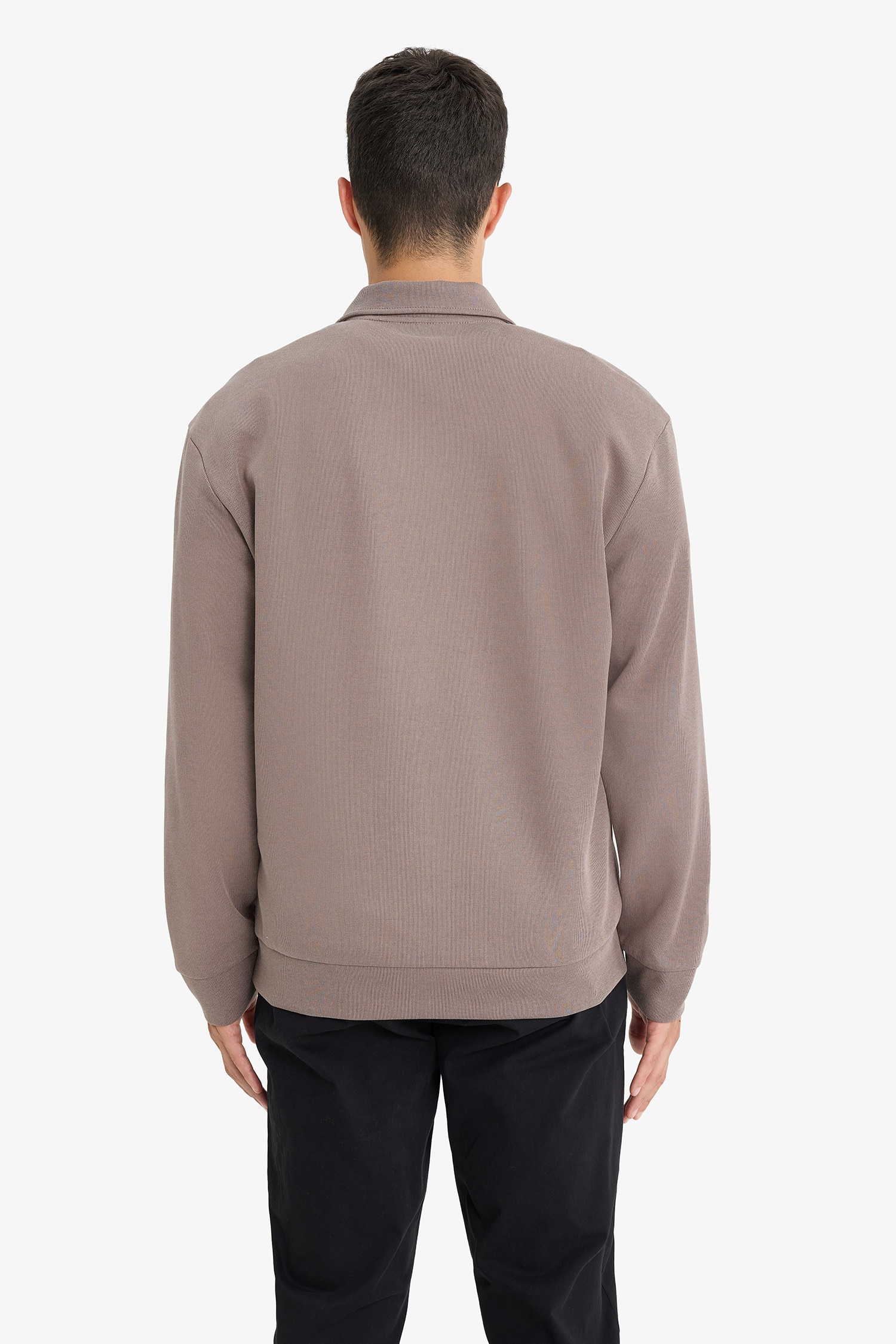 DeFacto Regular Fıt Polo Yaka Sweatshirt görsel 6