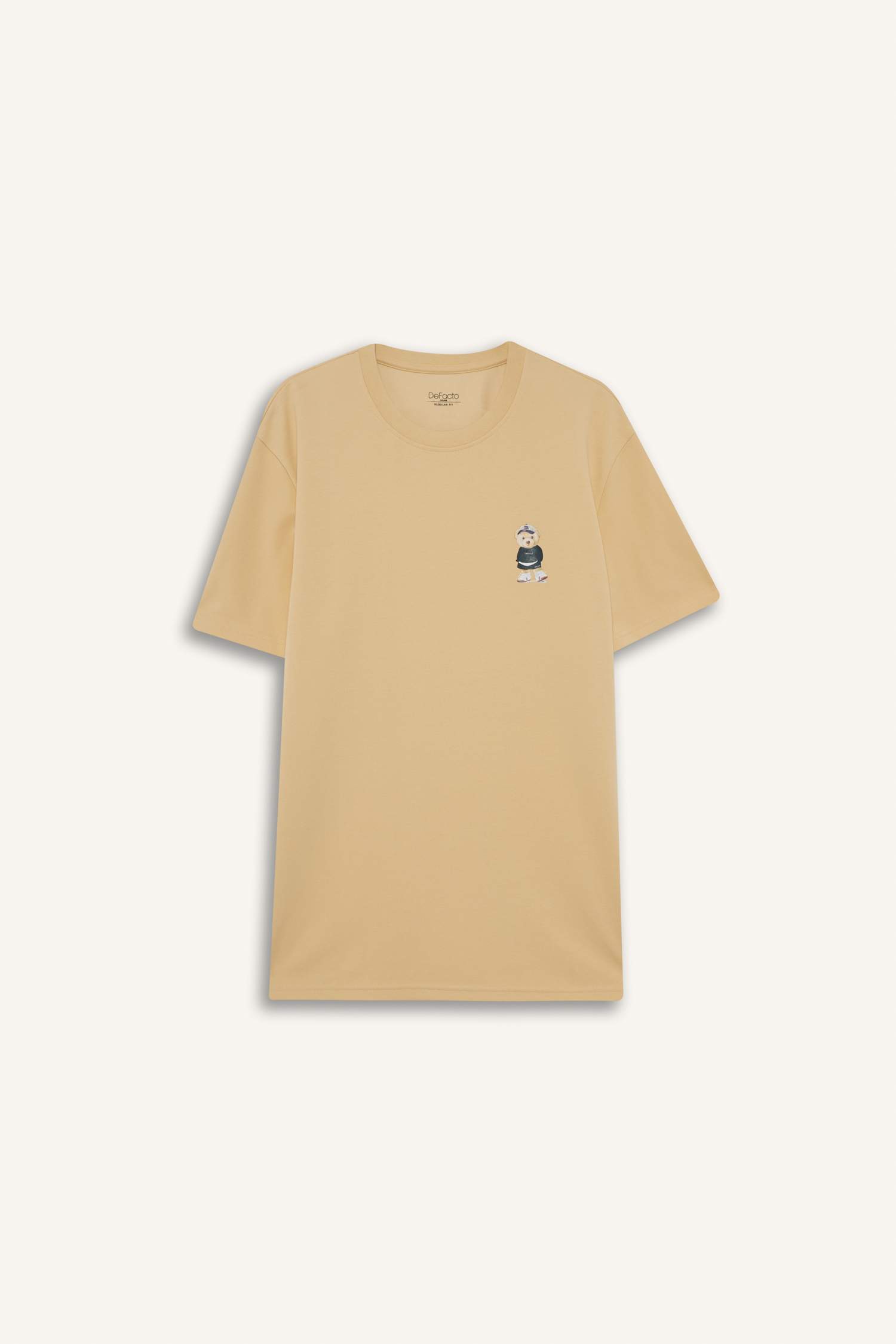 Regular Fit Bisiklet Yaka Baskılı Kısa Kollu Tişört