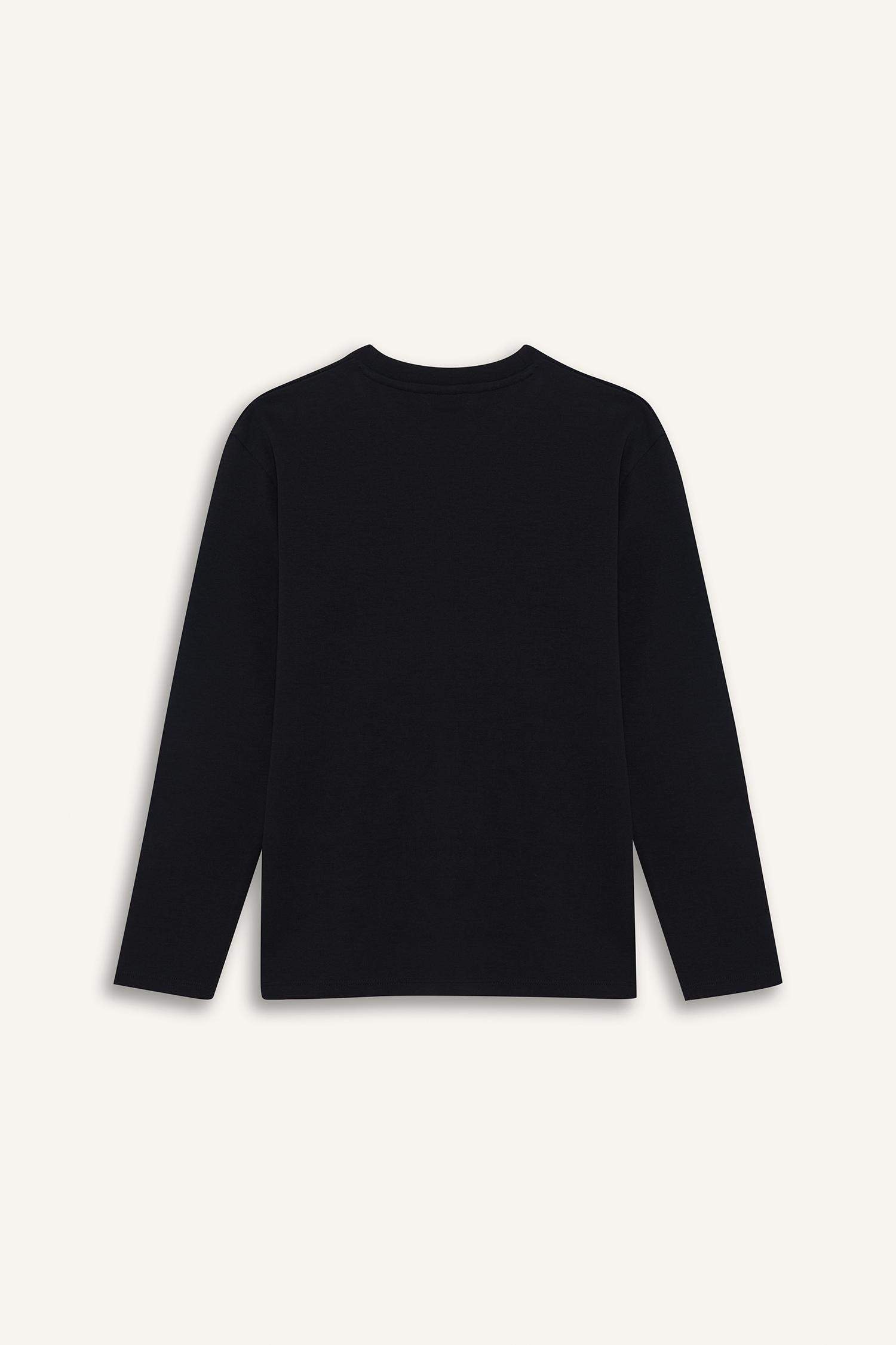 Erkek Çocuk Bisiklet Yaka Basic Düz Uzun Kollu Okul Tişörtü