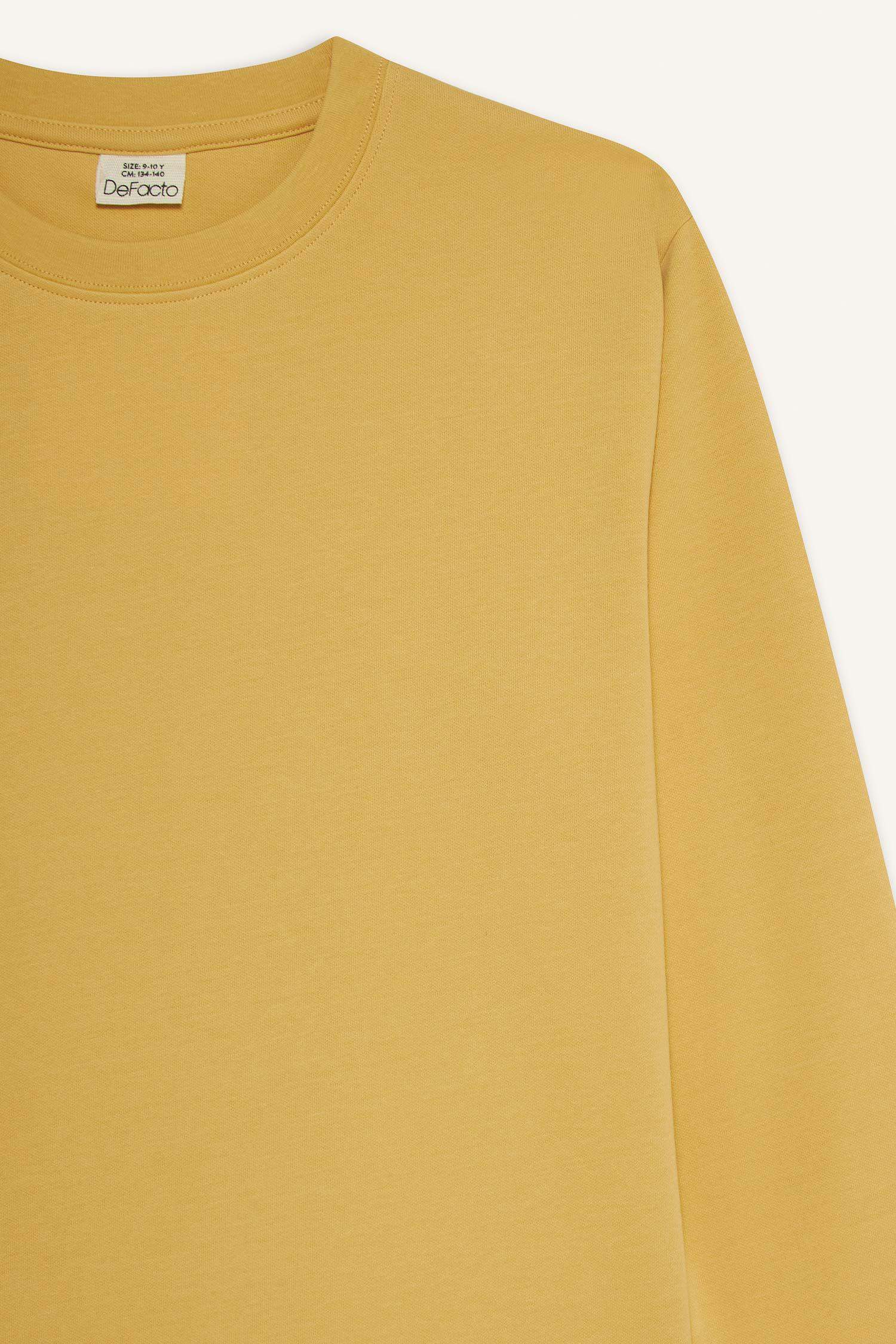 Erkek Çocuk Bisiklet Yaka Basic Düz Uzun Kollu Okul Tişörtü