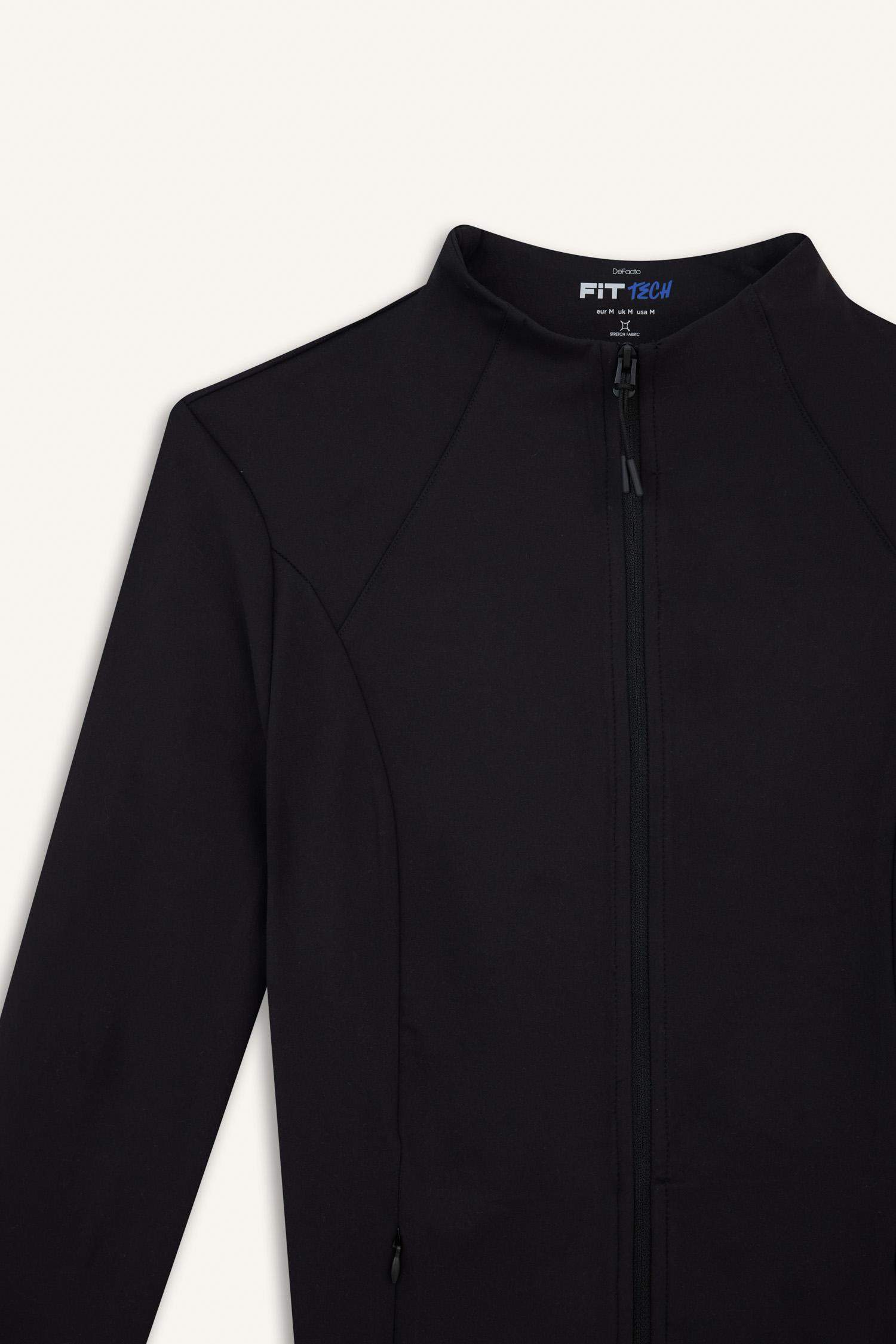 DeFactoFit Slim Fit Dar Kesim Dik Yaka Hırka