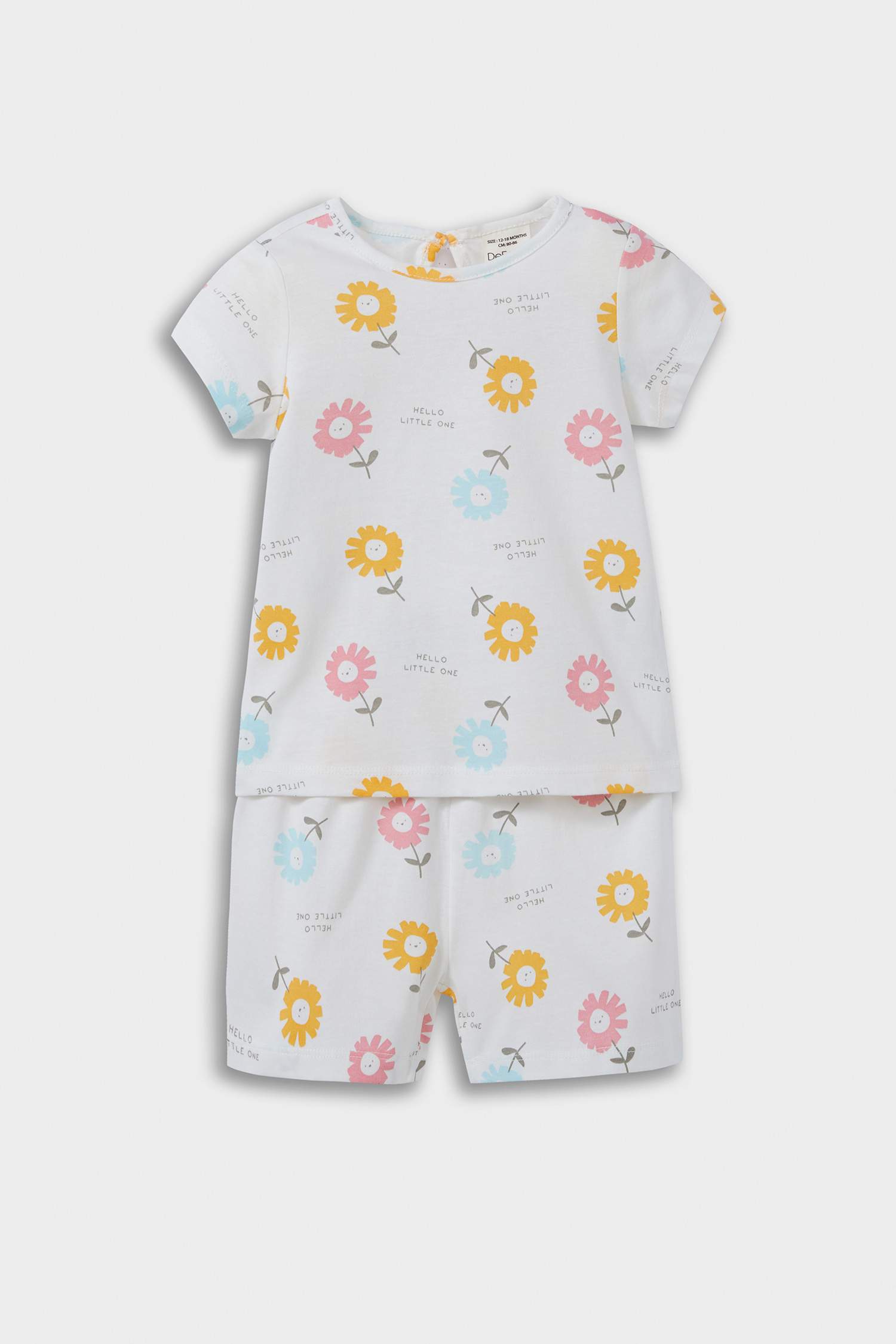Ensemble Pyjama fleuri en coton T-shirt et Short pour pour bébé fille