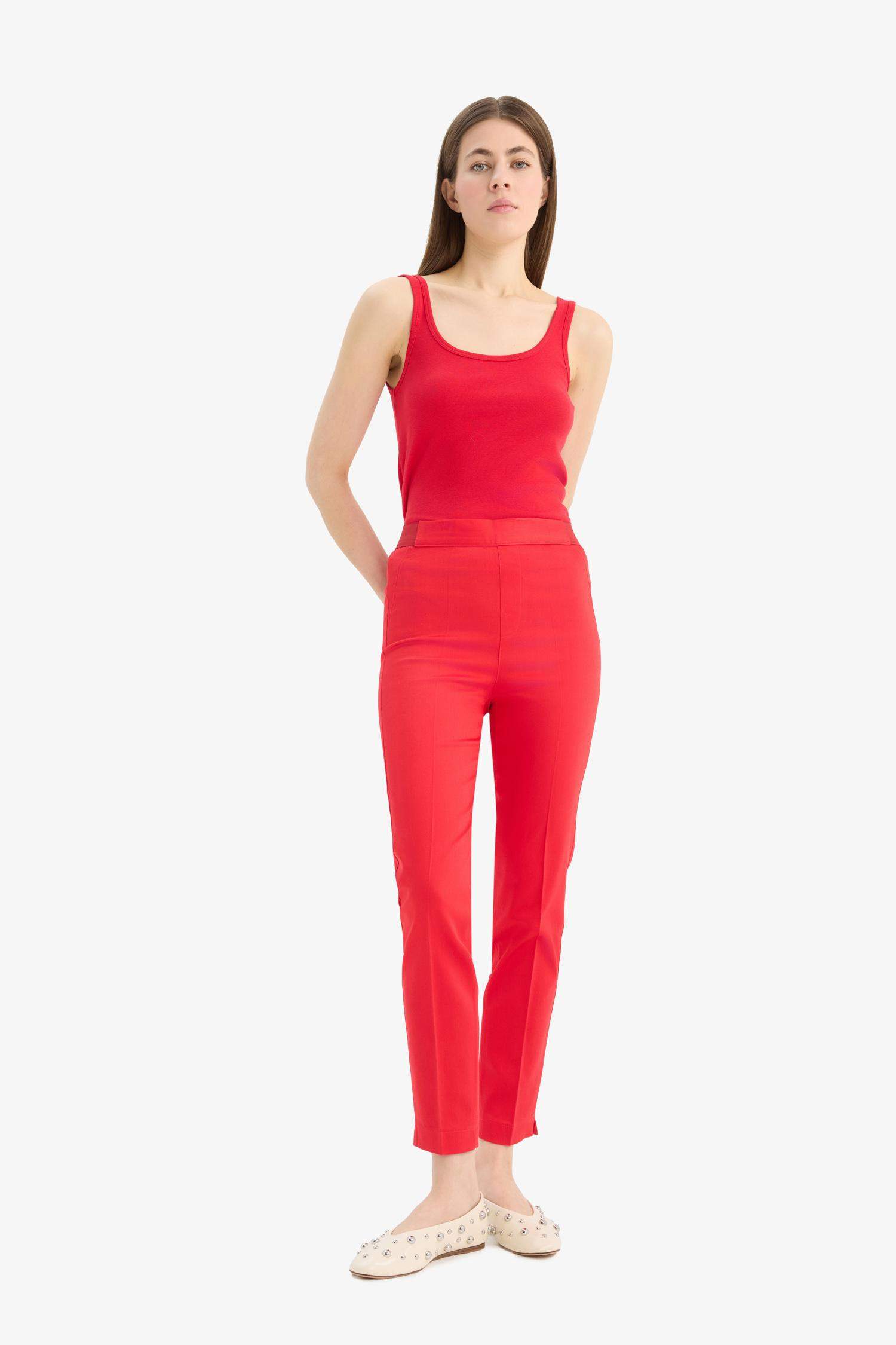 Cigarette Fit Regular Hem Satin Trousers