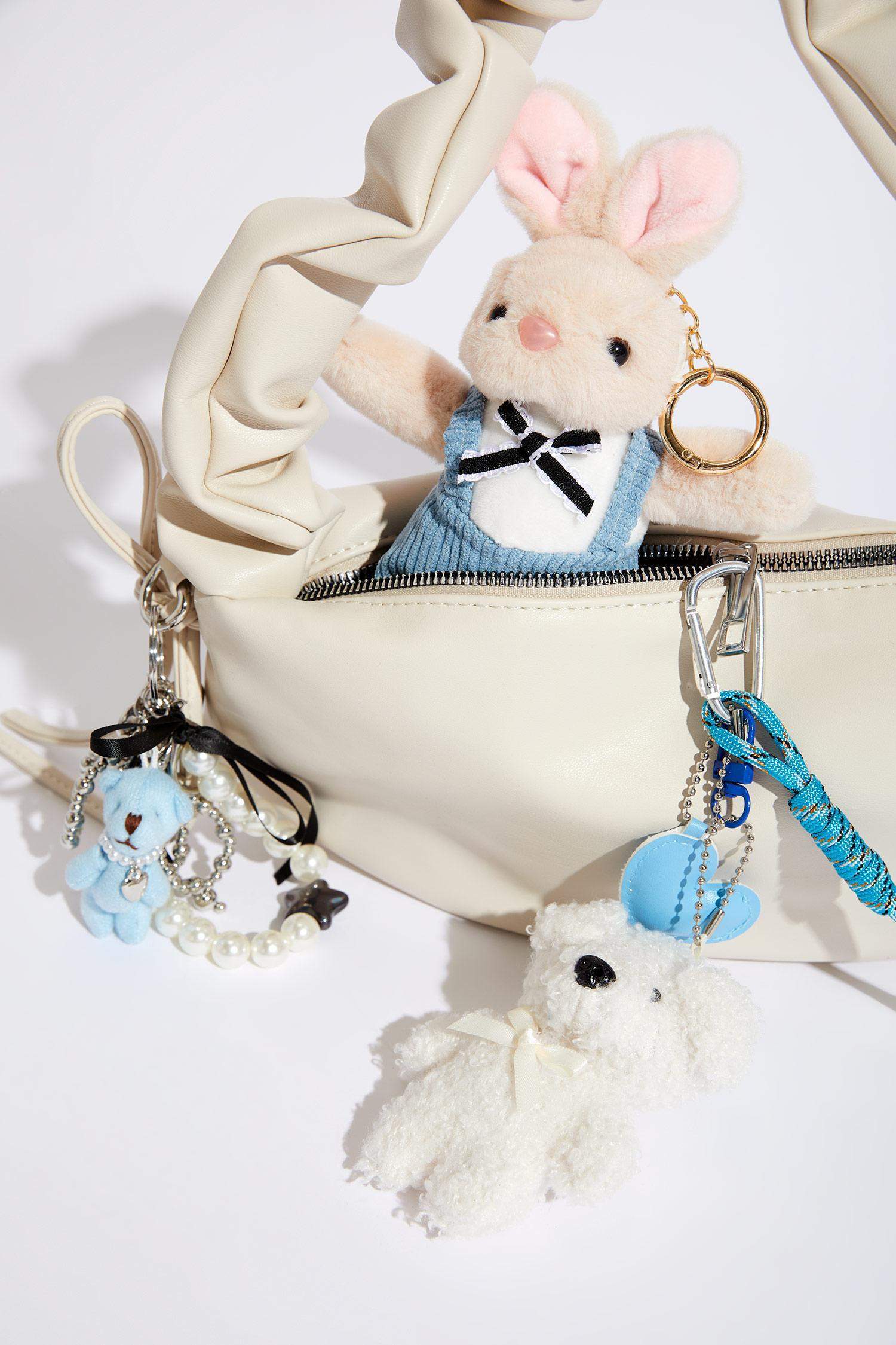 Woman Bear Pearl Charm Keychain