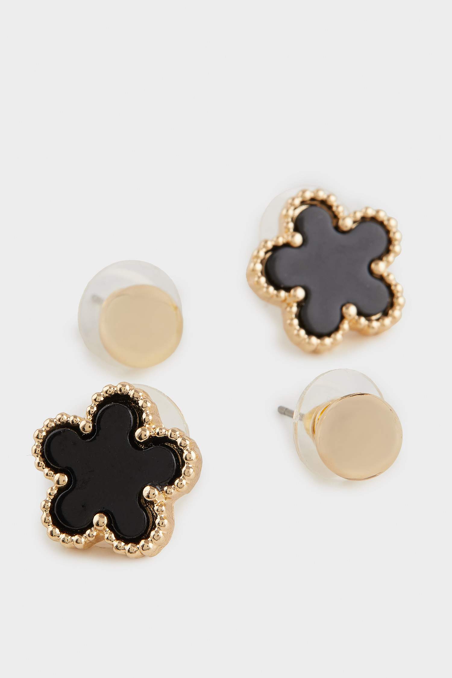 Kadın 2'li Siyah Çiçekli Küpe