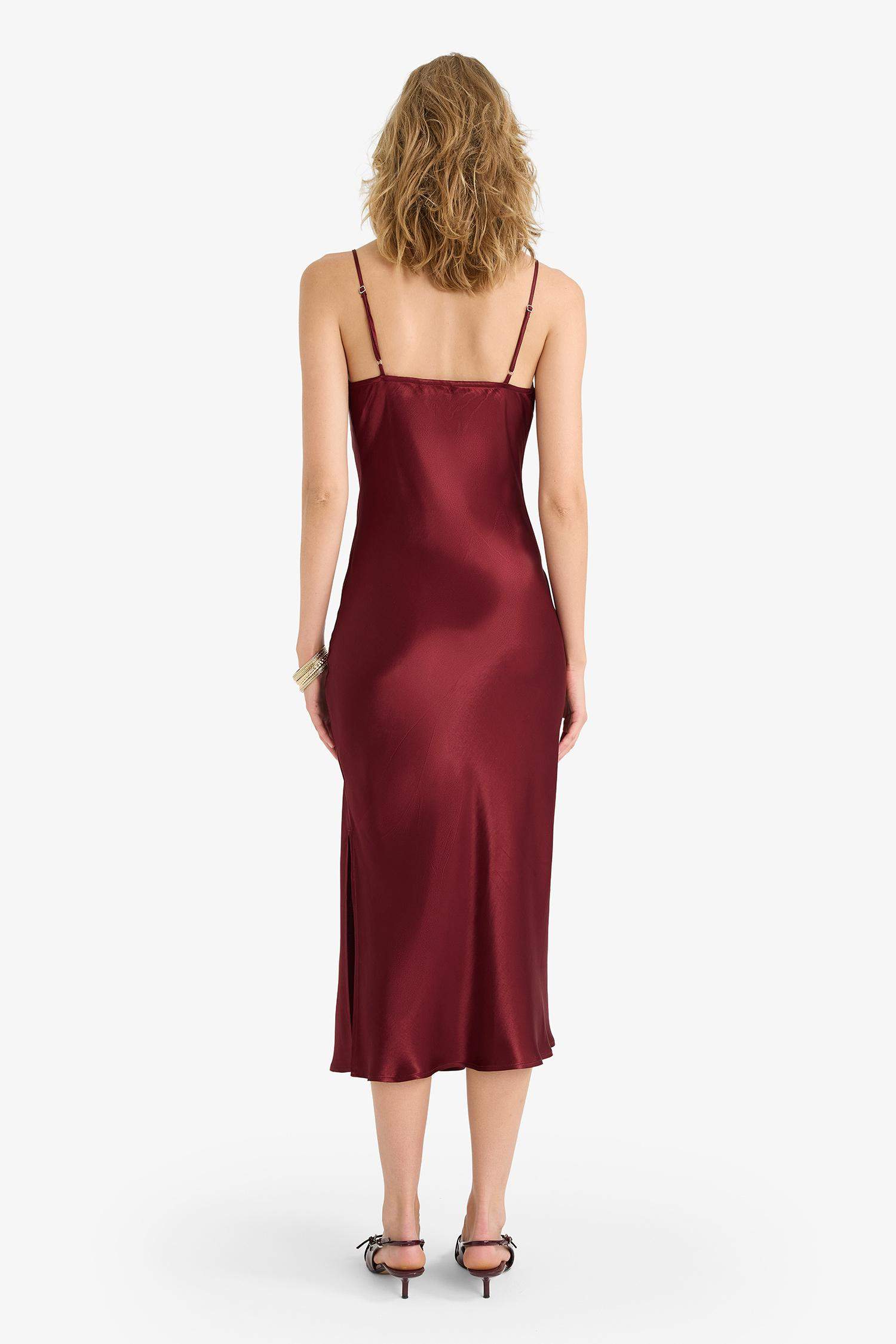 Satin Sleeveless Midi Dress