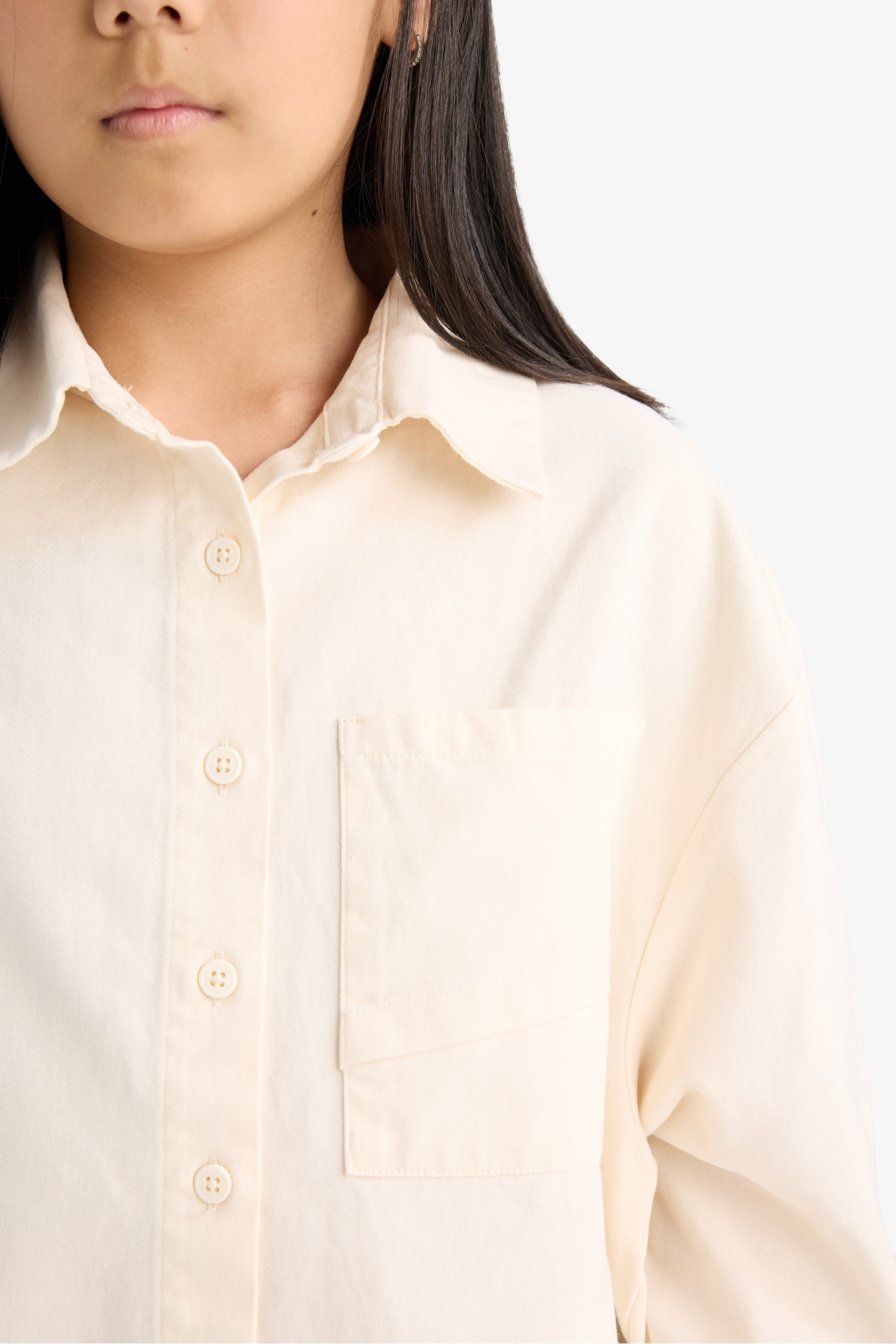 Chemise oversize en coton à manches longues pour fille