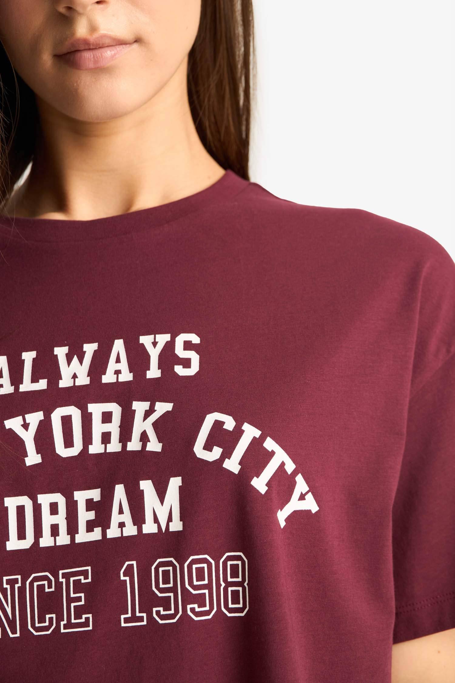 Oversize Fit Crew Neck Printed Short Sleeve T-Shirt