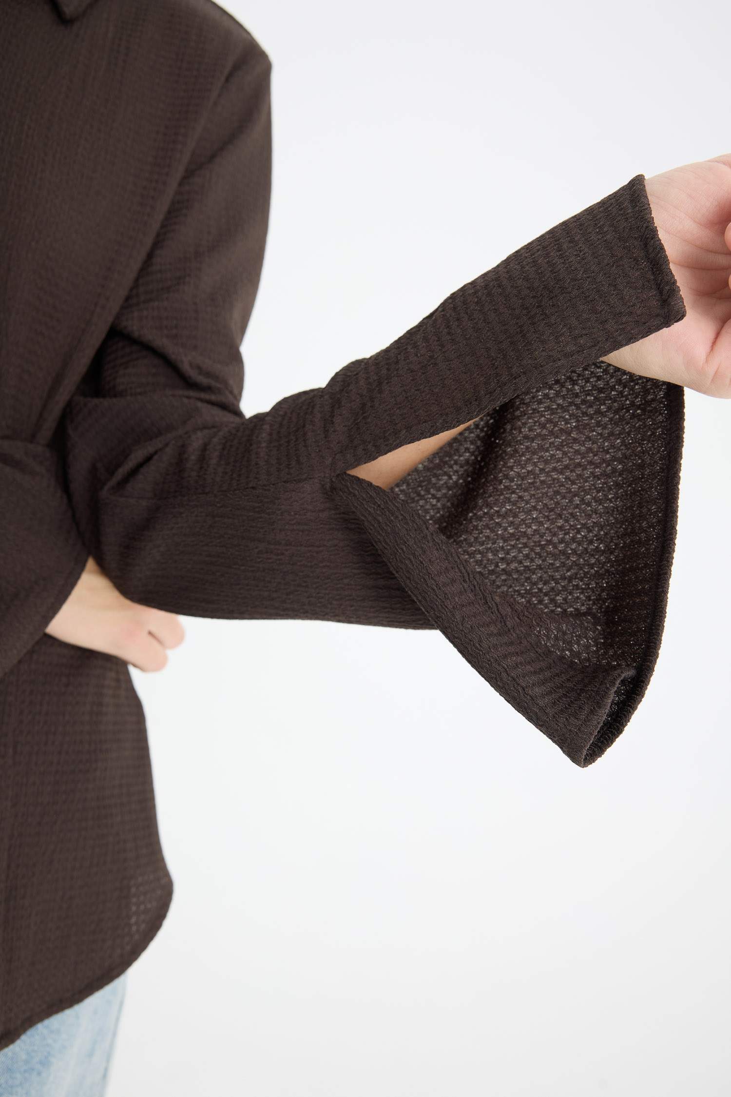 Regular Fit Shirt Collar Long Sleeve Blouse