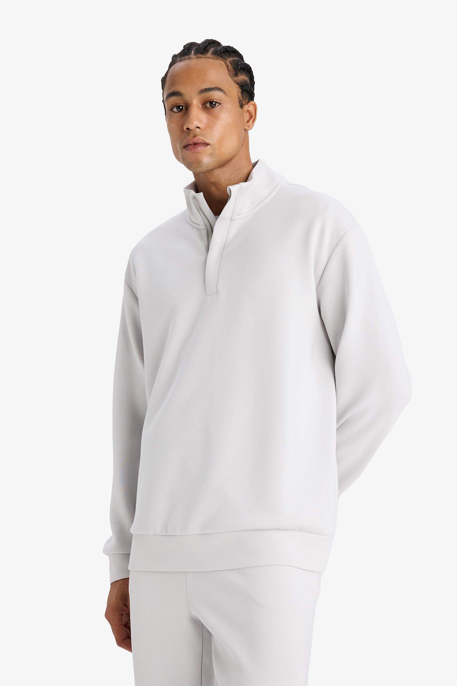 DeFactoFit Standart Fit Dik Yaka Yarım Fermuarlı Modal Sporcu Sweatshirt