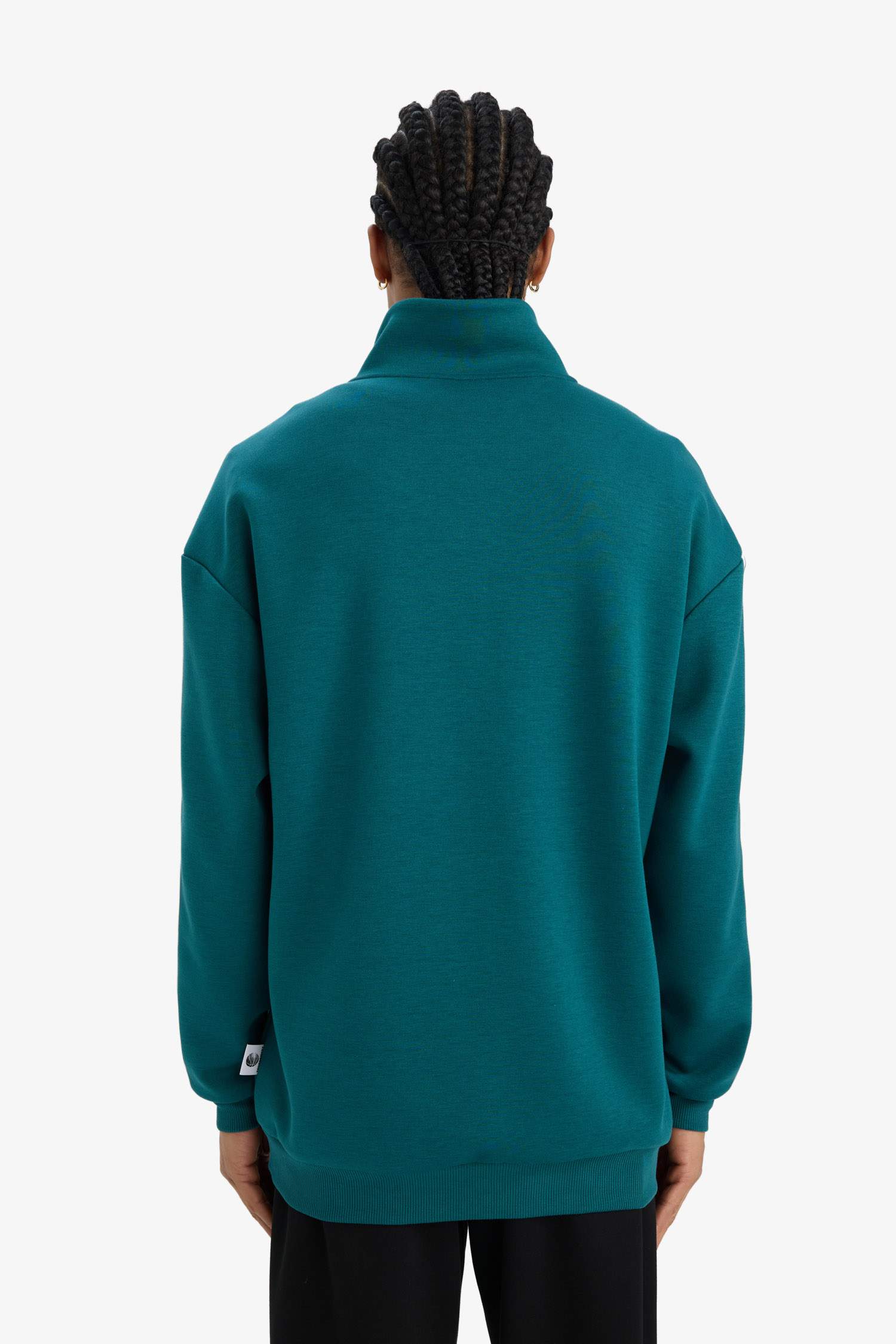 سويت شيرت مطبوعة أوفر سايز بياقة عالية بساق بسحاب