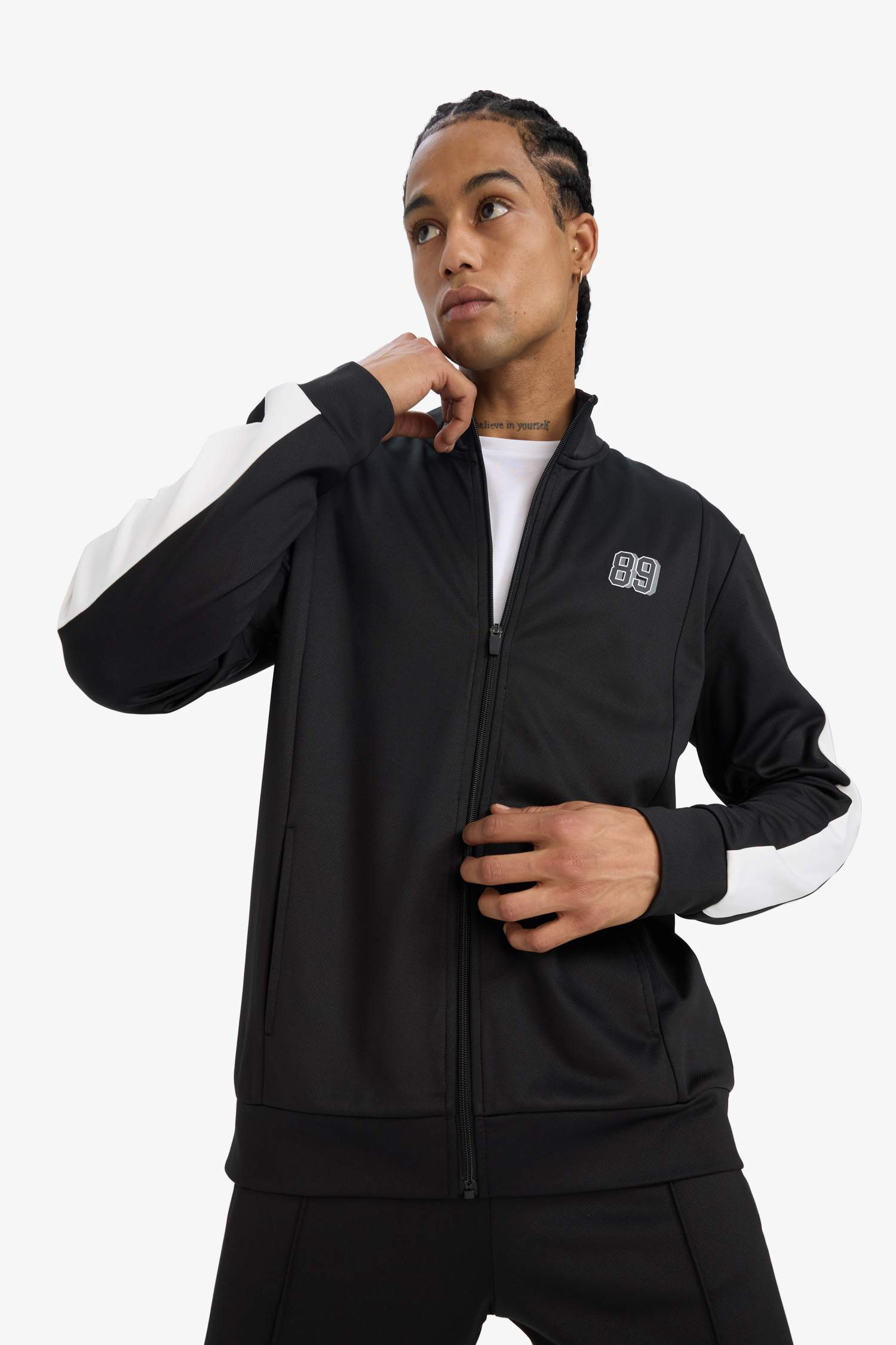 Кардиган на молнии из пике с высоким воротом DeFactoFit