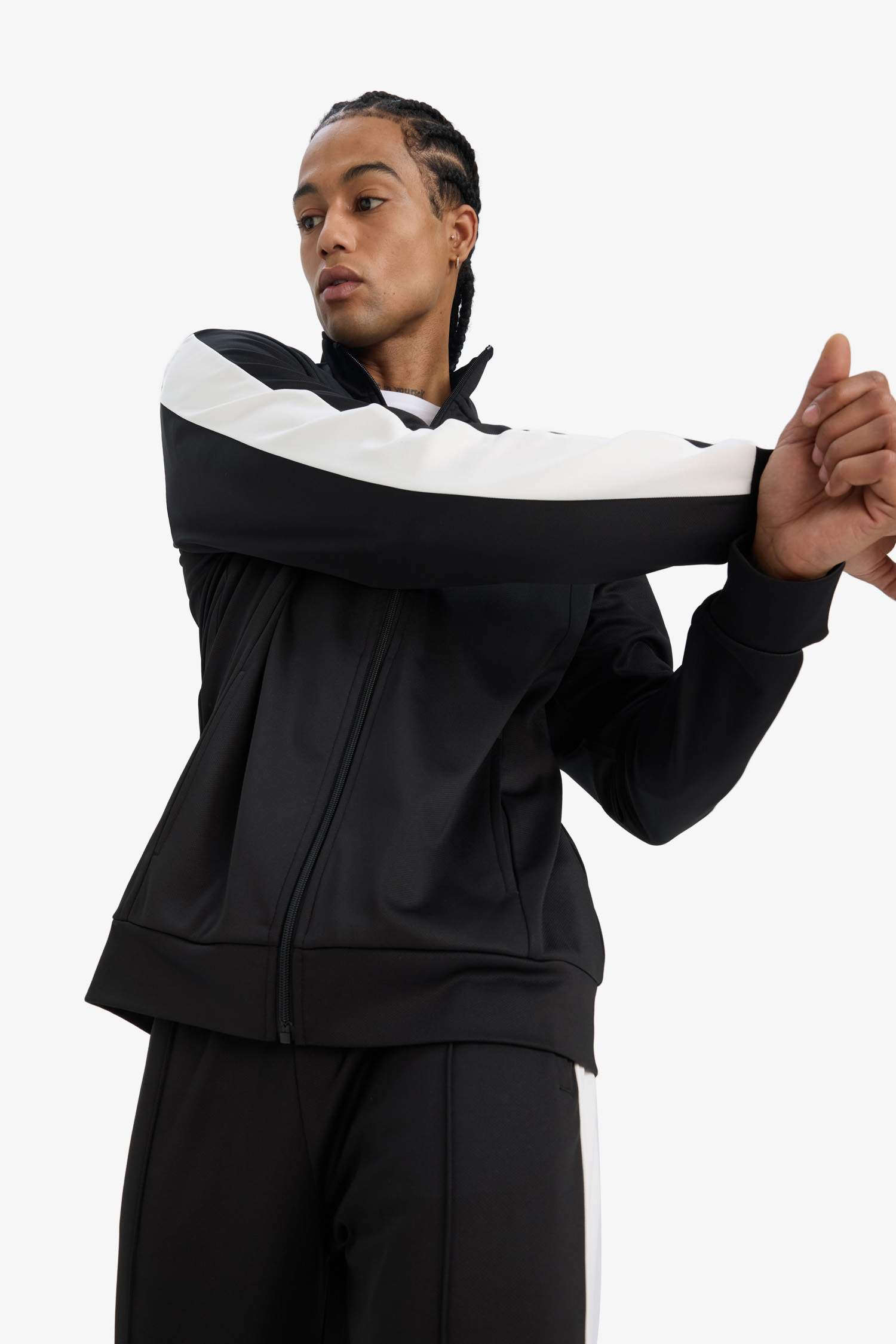 Кардиган на молнии из пике с высоким воротом DeFactoFit