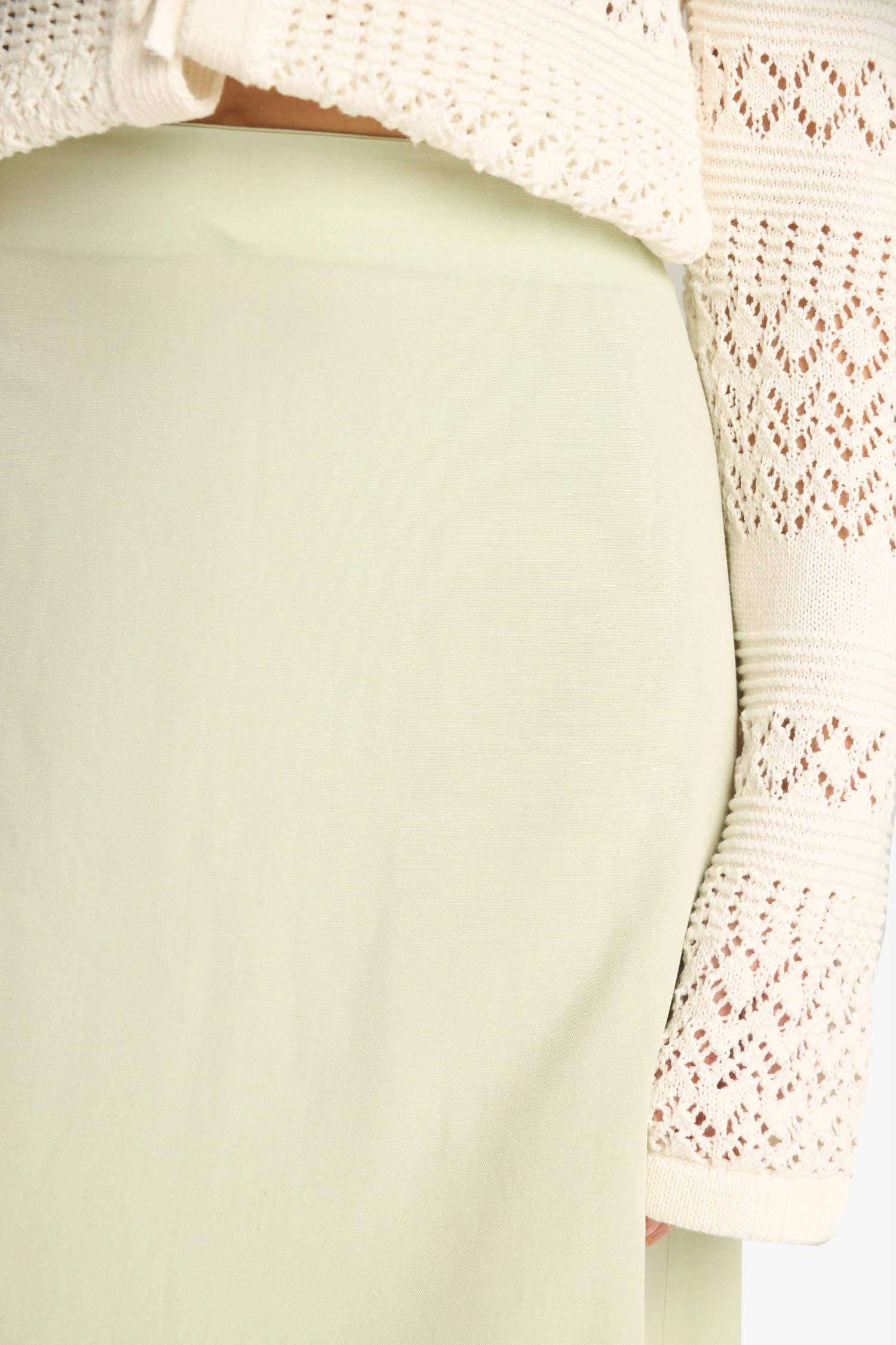 A Kesim Yüksek Bel Keten Karışımlı Maxi Etek