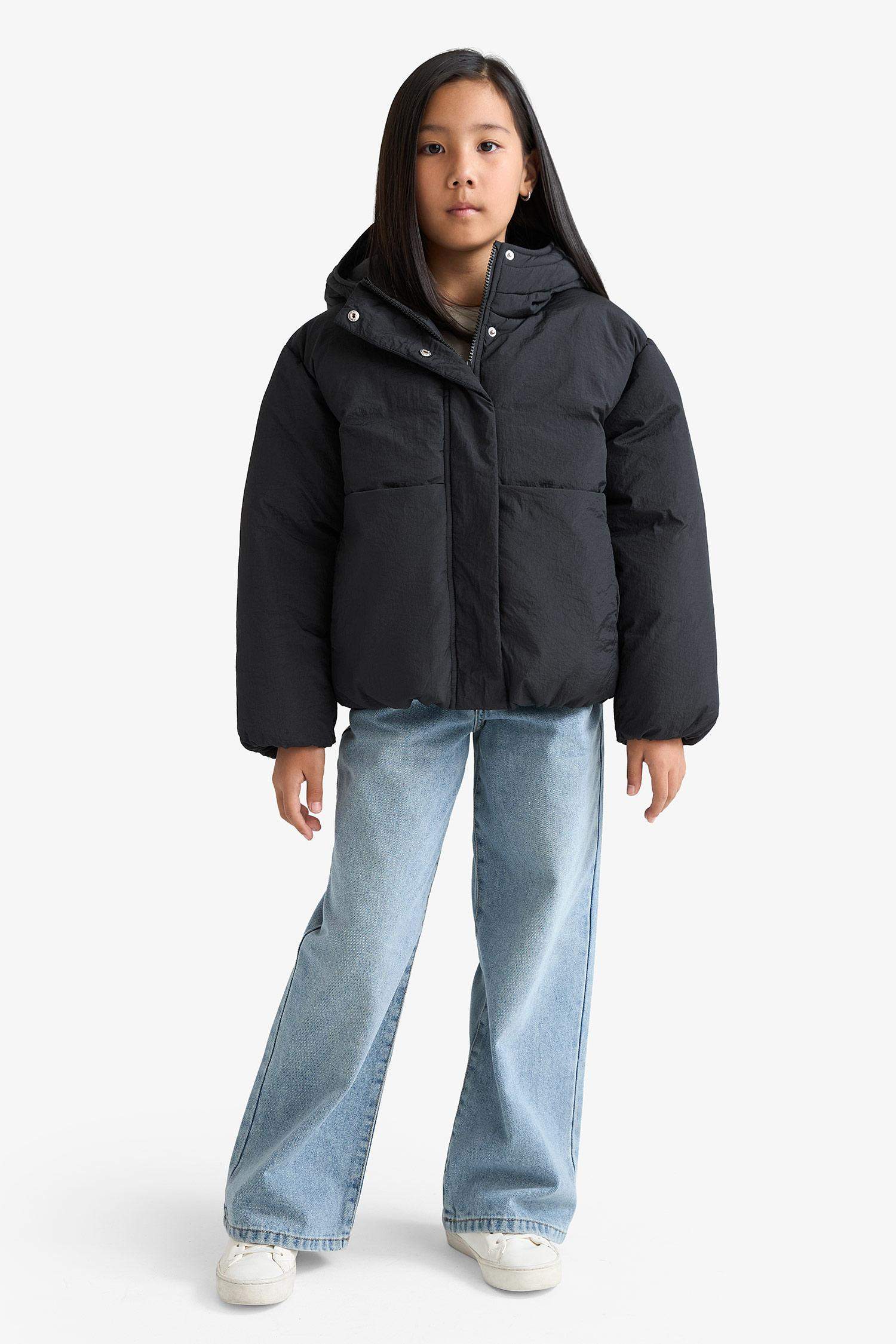 Girl Hooded Waterproof Zippered Puffer Jacket