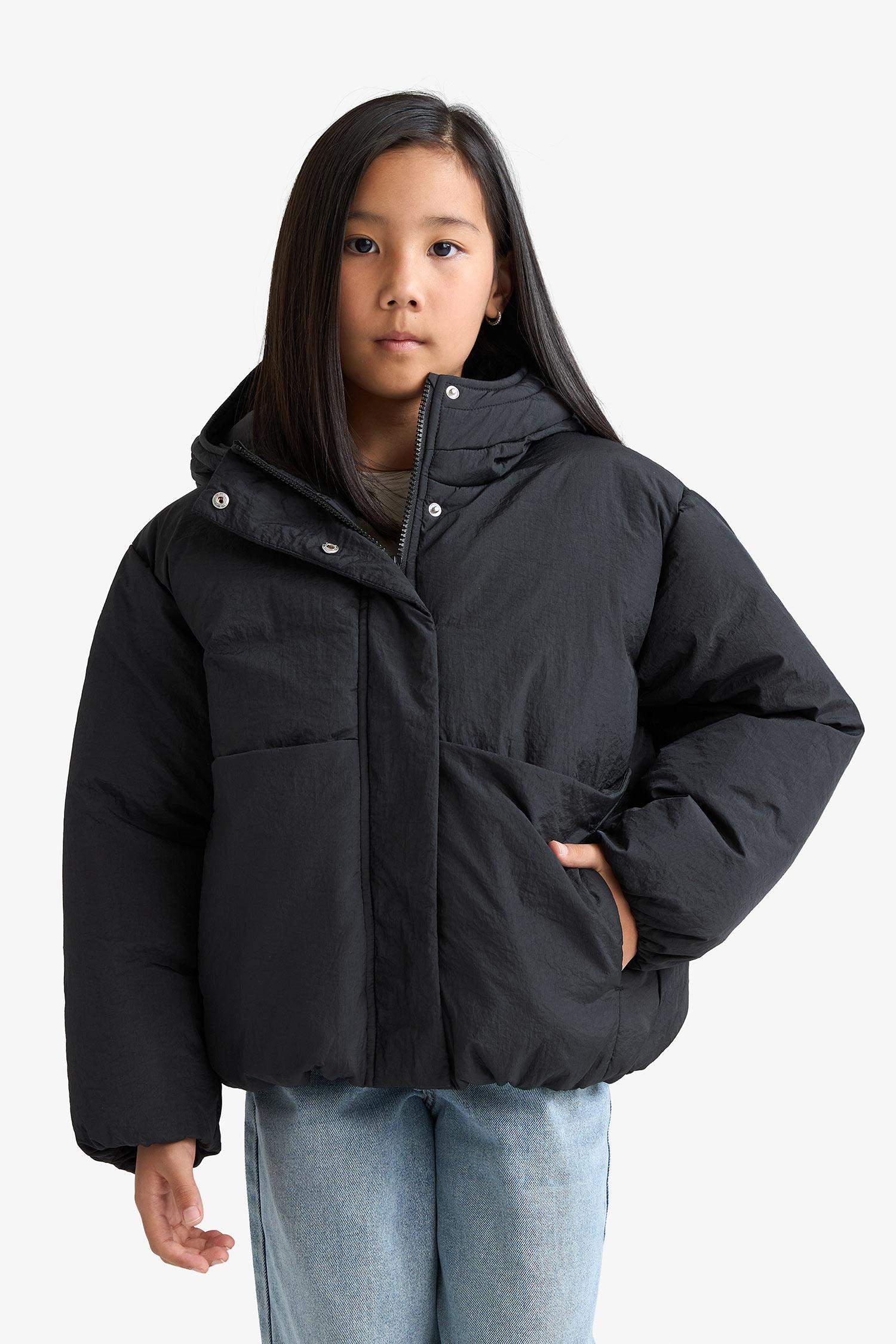 Girl Hooded Waterproof Zippered Puffer Jacket