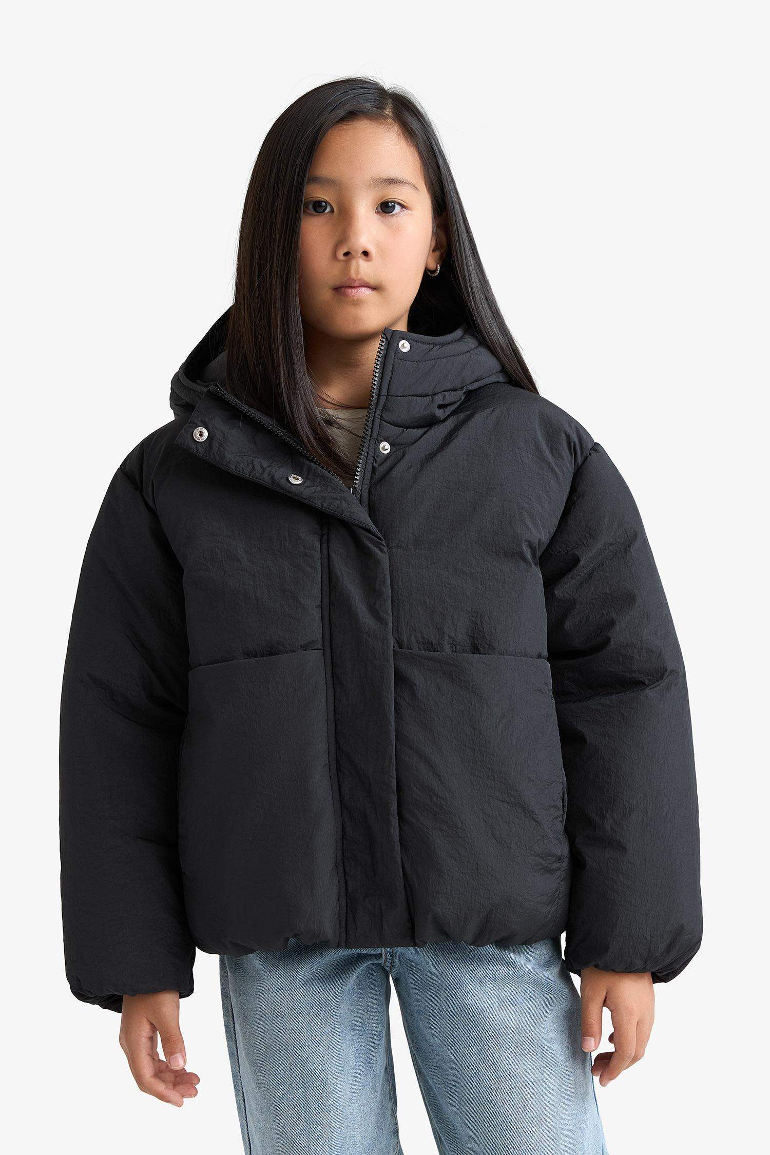 Girl Hooded Waterproof Zippered Puffer Jacket