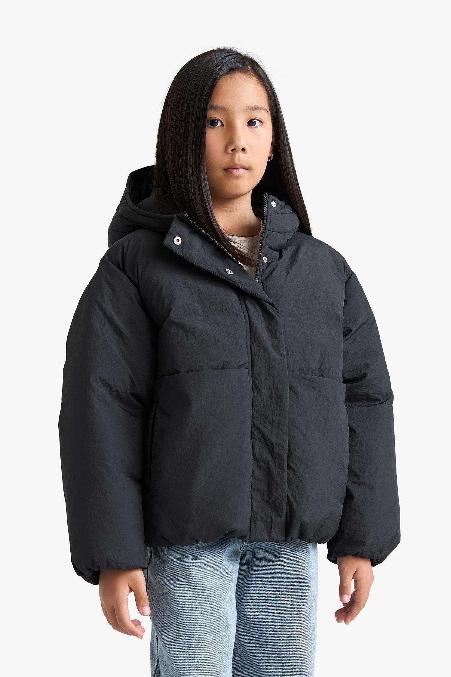Girl Hooded Waterproof Zippered Puffer Jacket