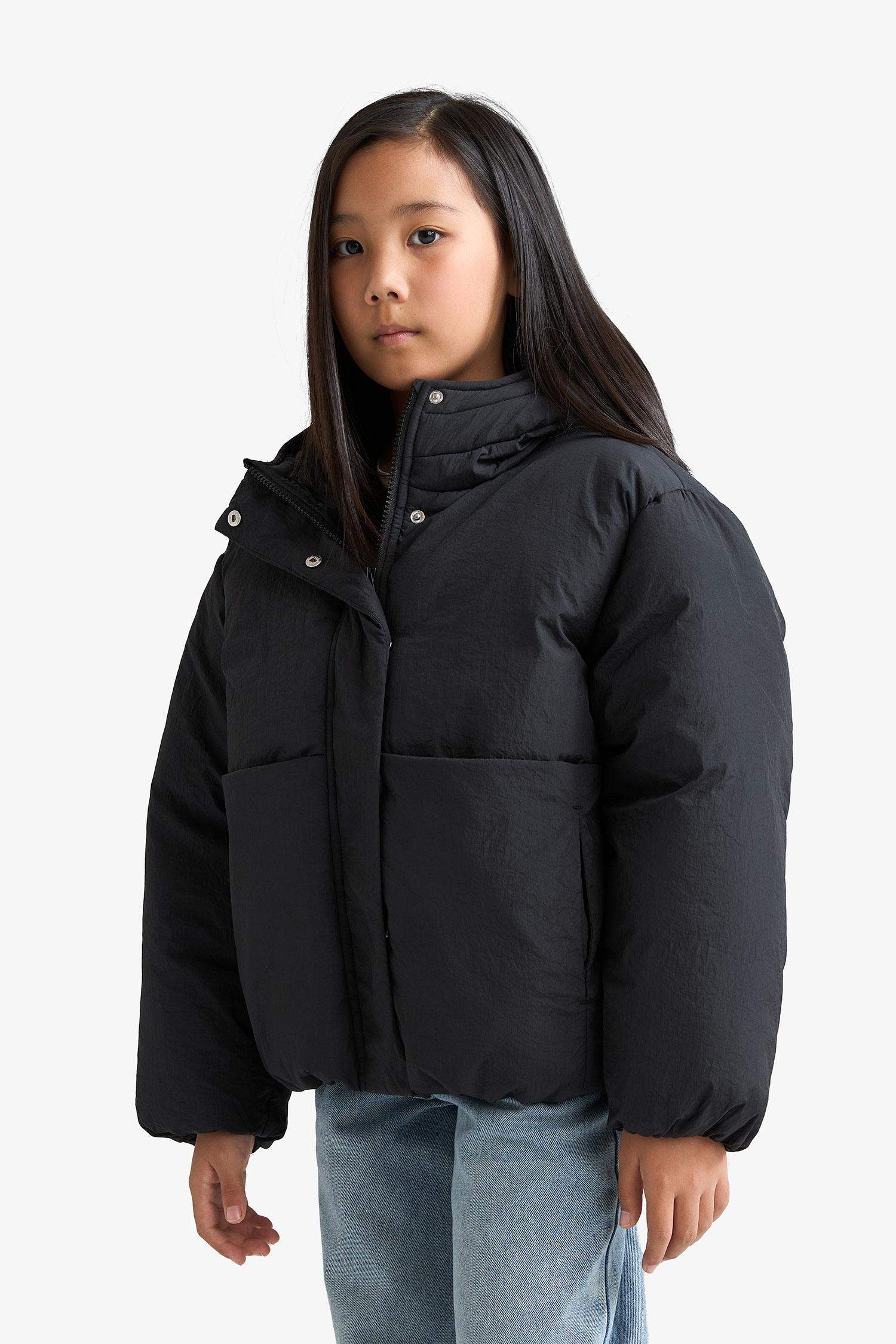 Girl Hooded Waterproof Zippered Puffer Jacket