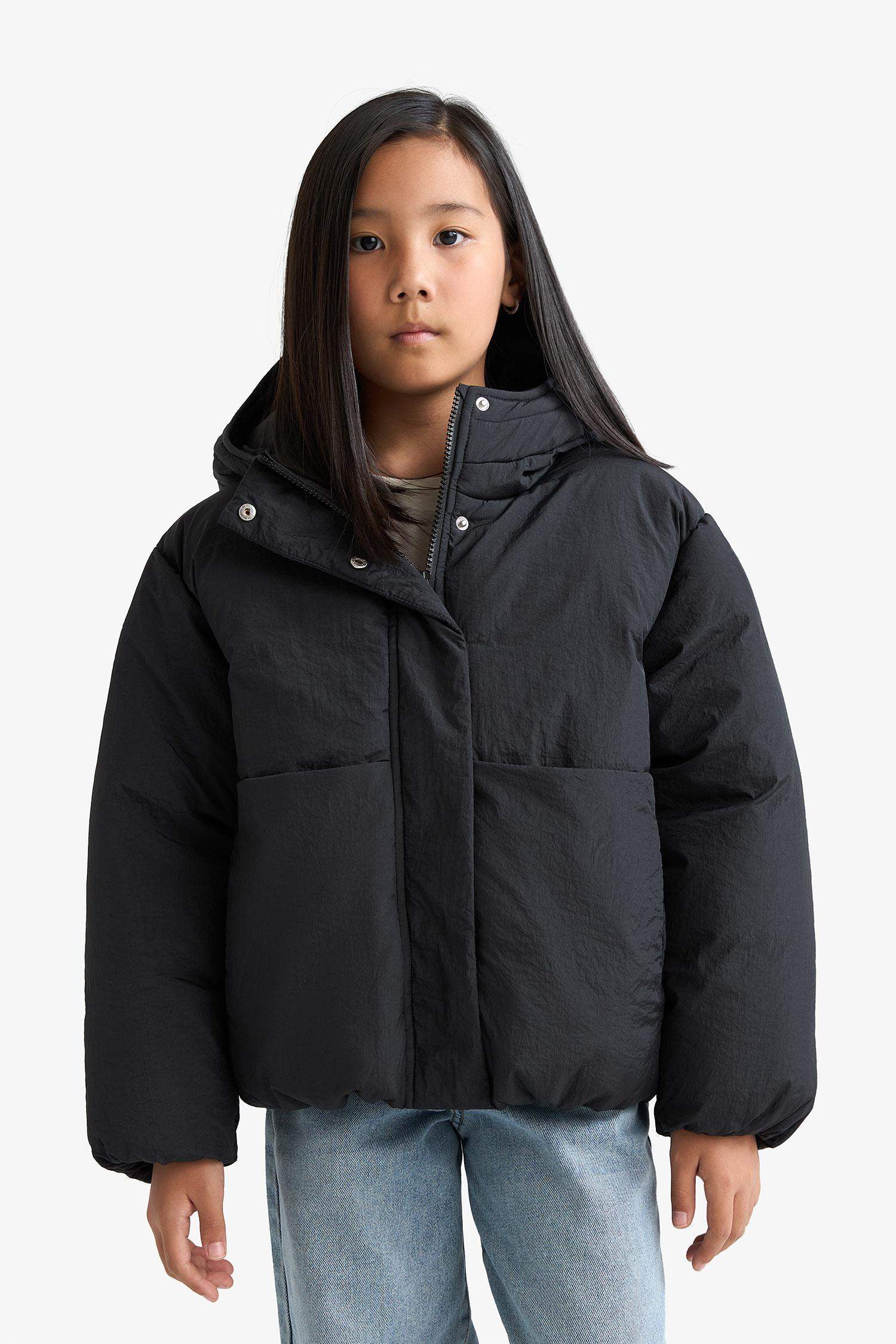 Girl Hooded Waterproof Zippered Puffer Jacket