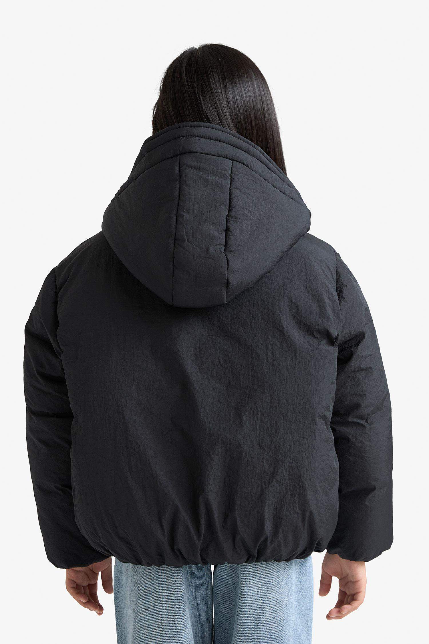 Girl Hooded Waterproof Zippered Puffer Jacket