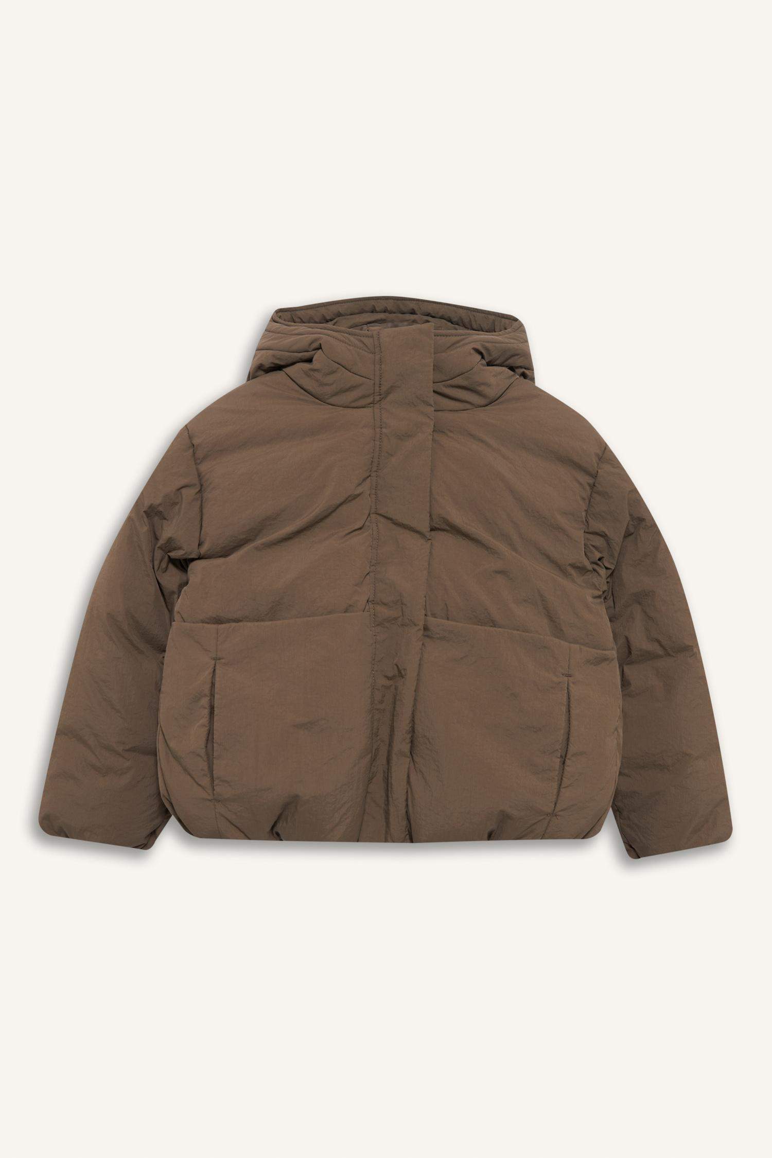 Kız Çocuk Su Geçirmez Kapüşonlu Fermuarlı Şişme Mont