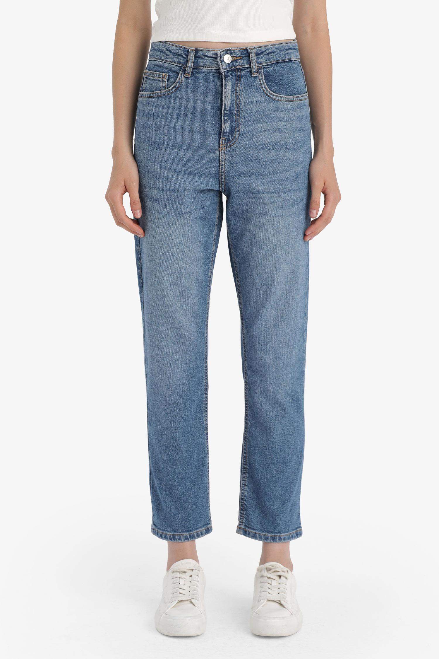 Mary Vintage Straight Fit Yüksek Bel Bilek Boy Jean Yıkamalı Pantolon