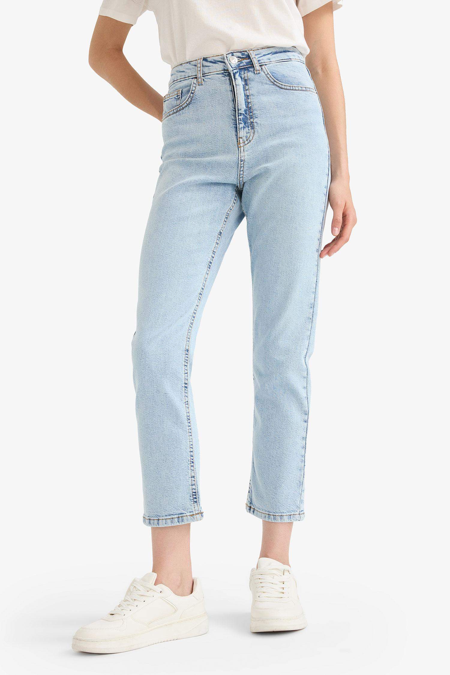 Mary Vintage Straight Fit Yüksek Bel Bilek Boy Jean Yıkamalı Pantolon