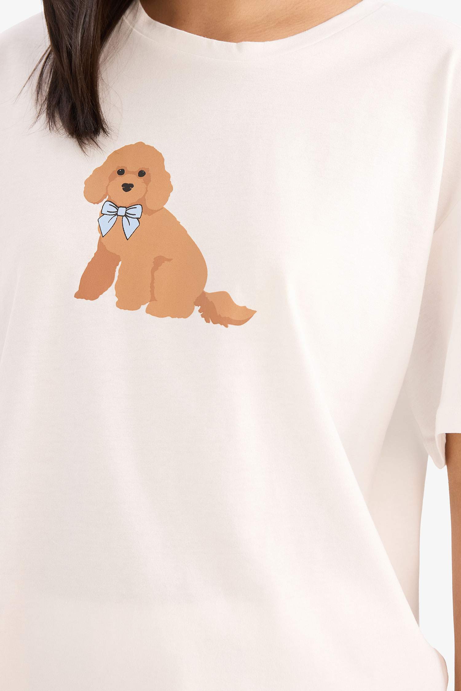 Pijama Takımı Kısa Kollu Üst Beli Lastikli Şort-Fall in Love