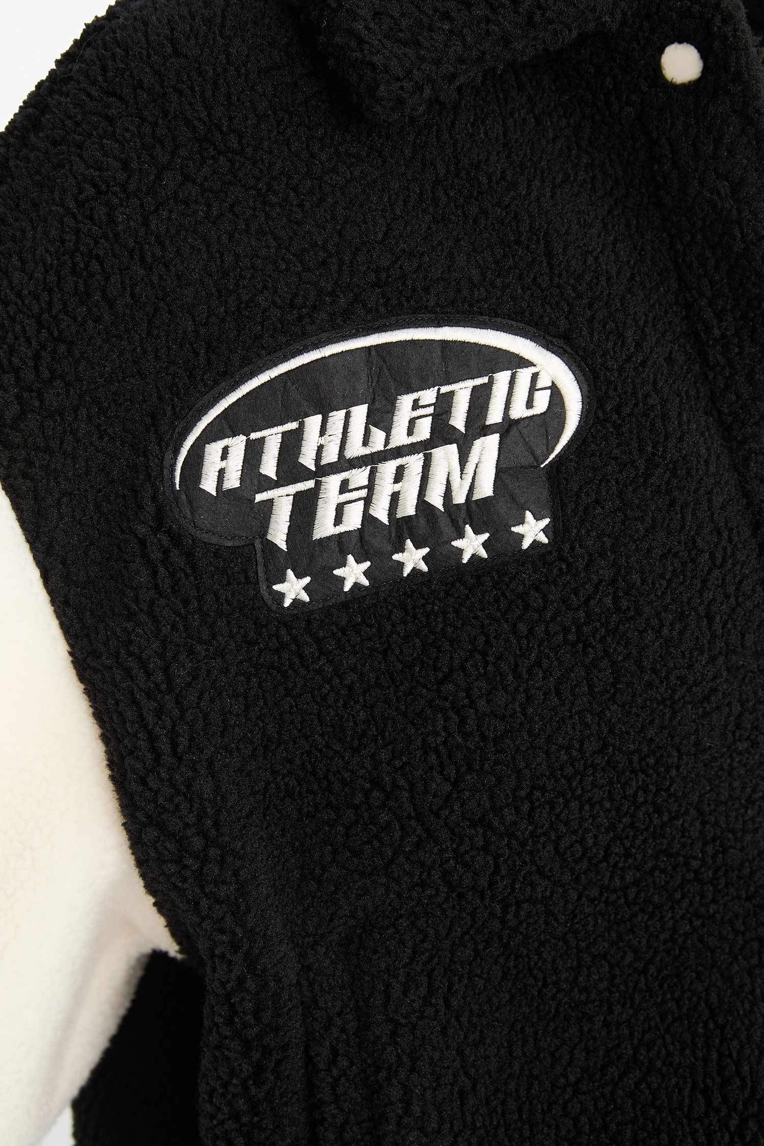 Oversize Geniş Kalıp Polo Yaka Pelüş Bomber Ceket