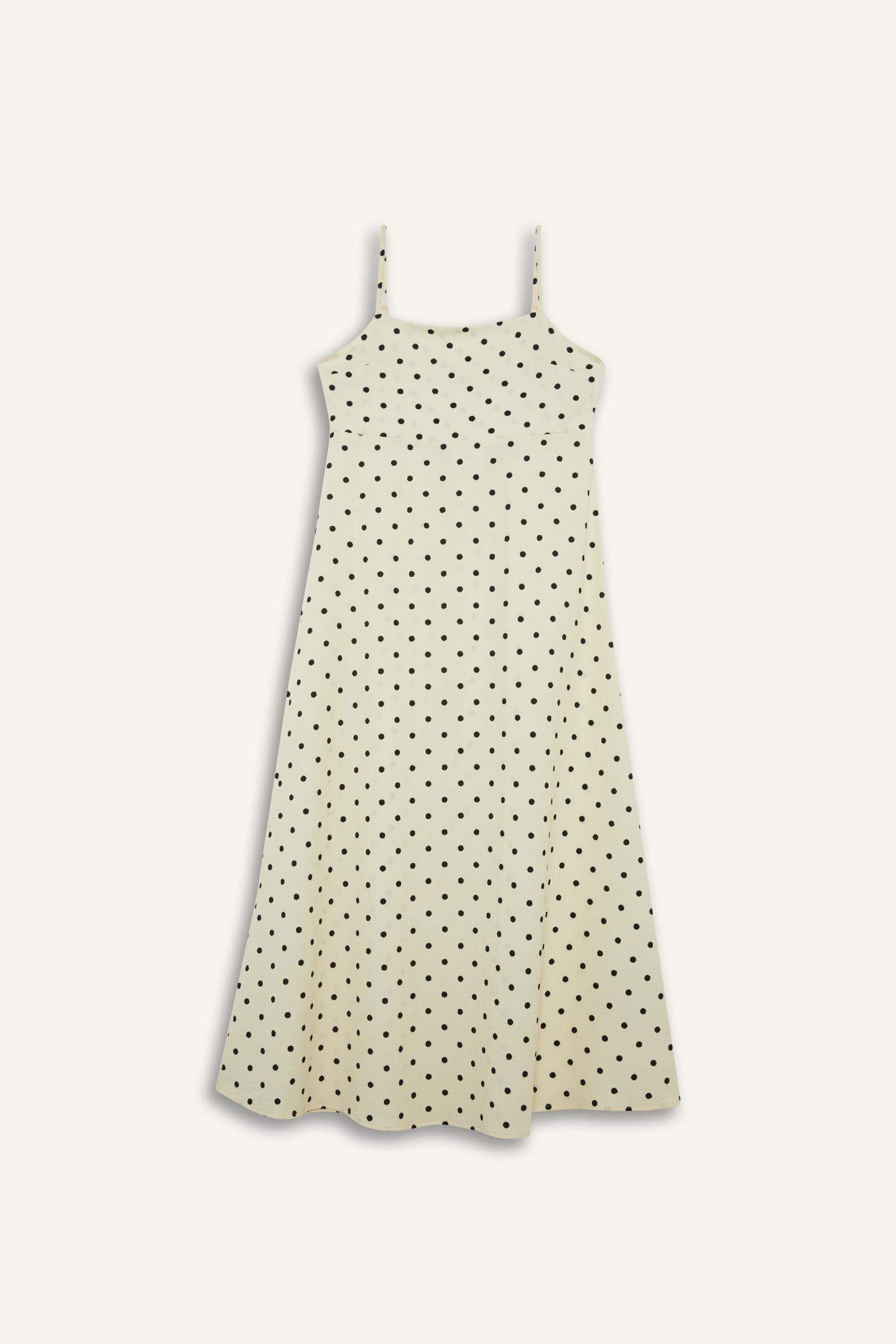 Платье макси с U-образным вырезом и принтом в горошек