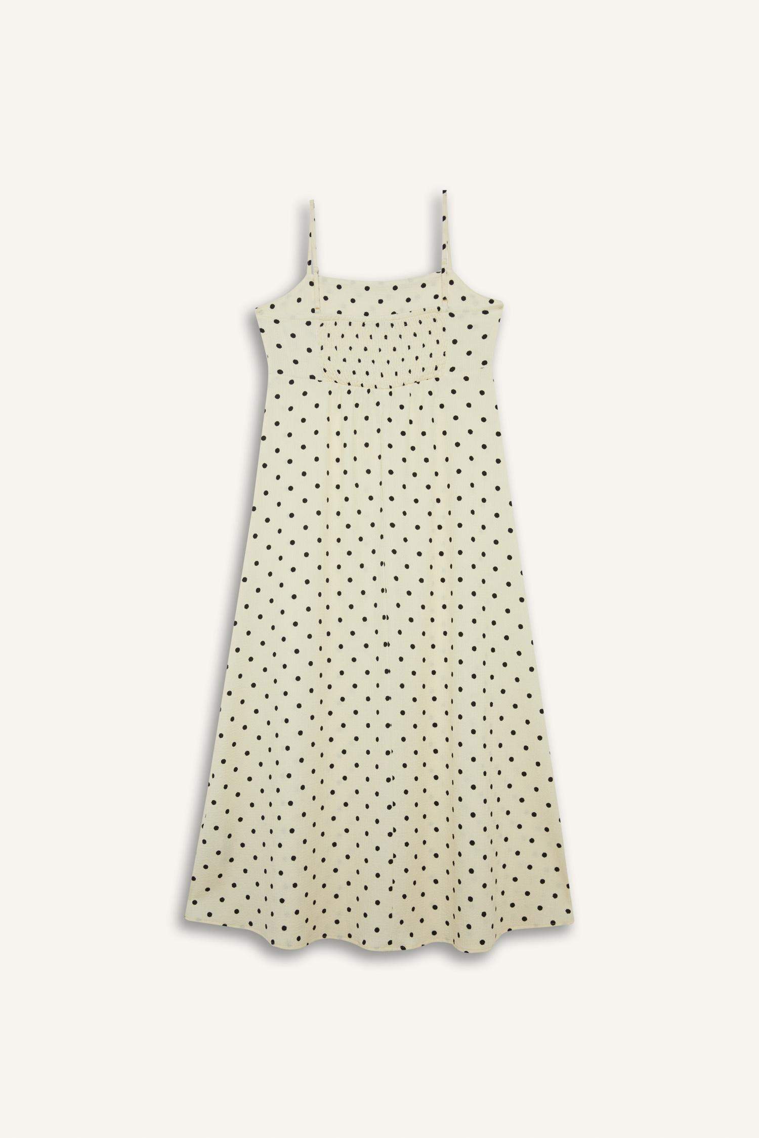 Платье макси с U-образным вырезом и принтом в горошек